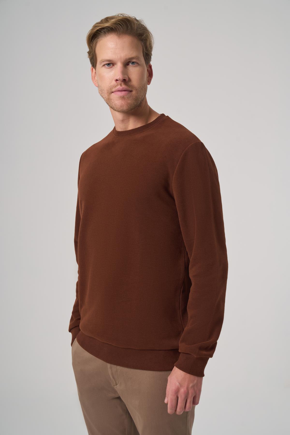 Morven Erkek Kiremit Trend Bisiklet Yaka Sweatshirt