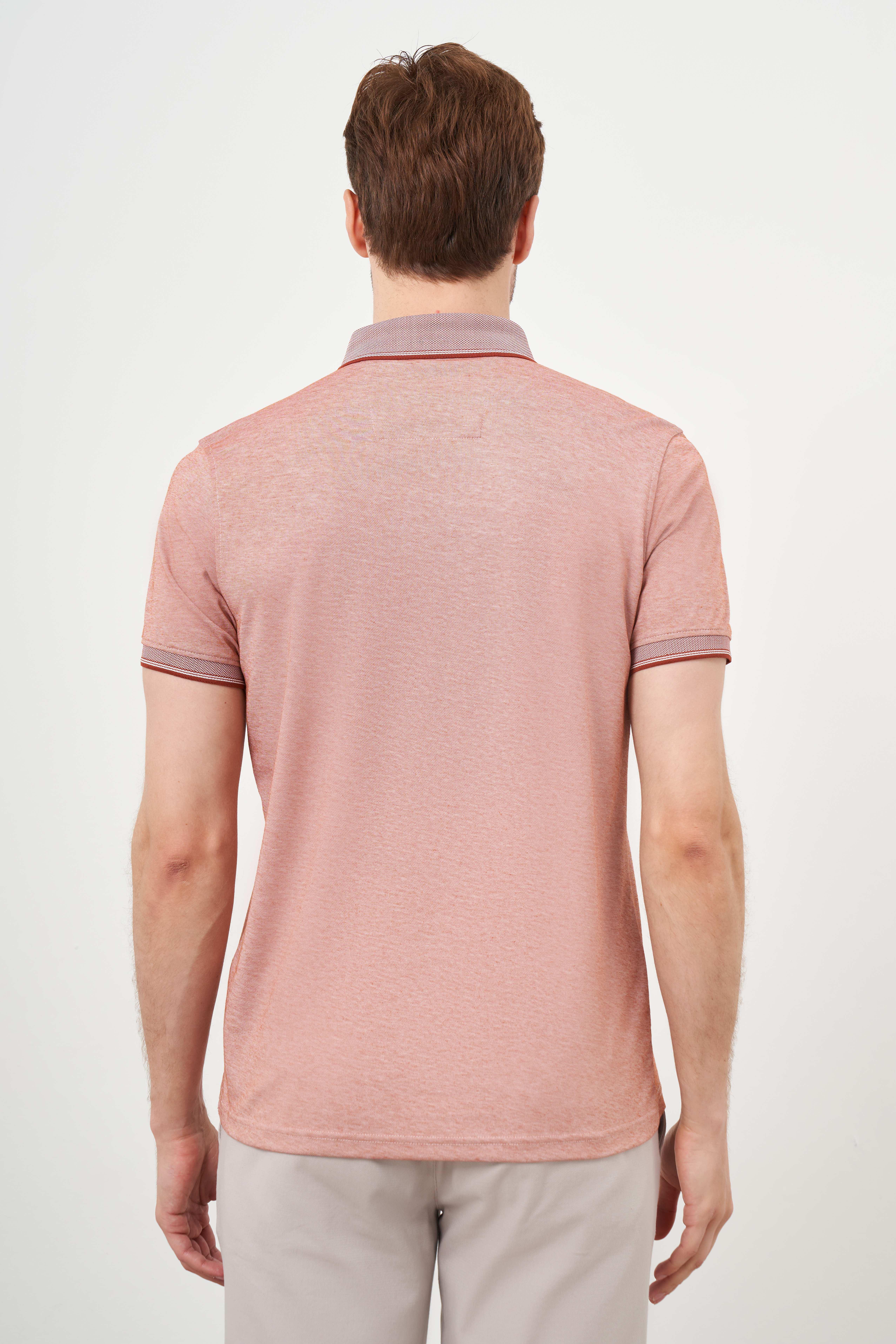 Morven Erkek Kiremit Trend Merserize Düz Düğmeli Yaka Dynamic Fit T-Shirt
