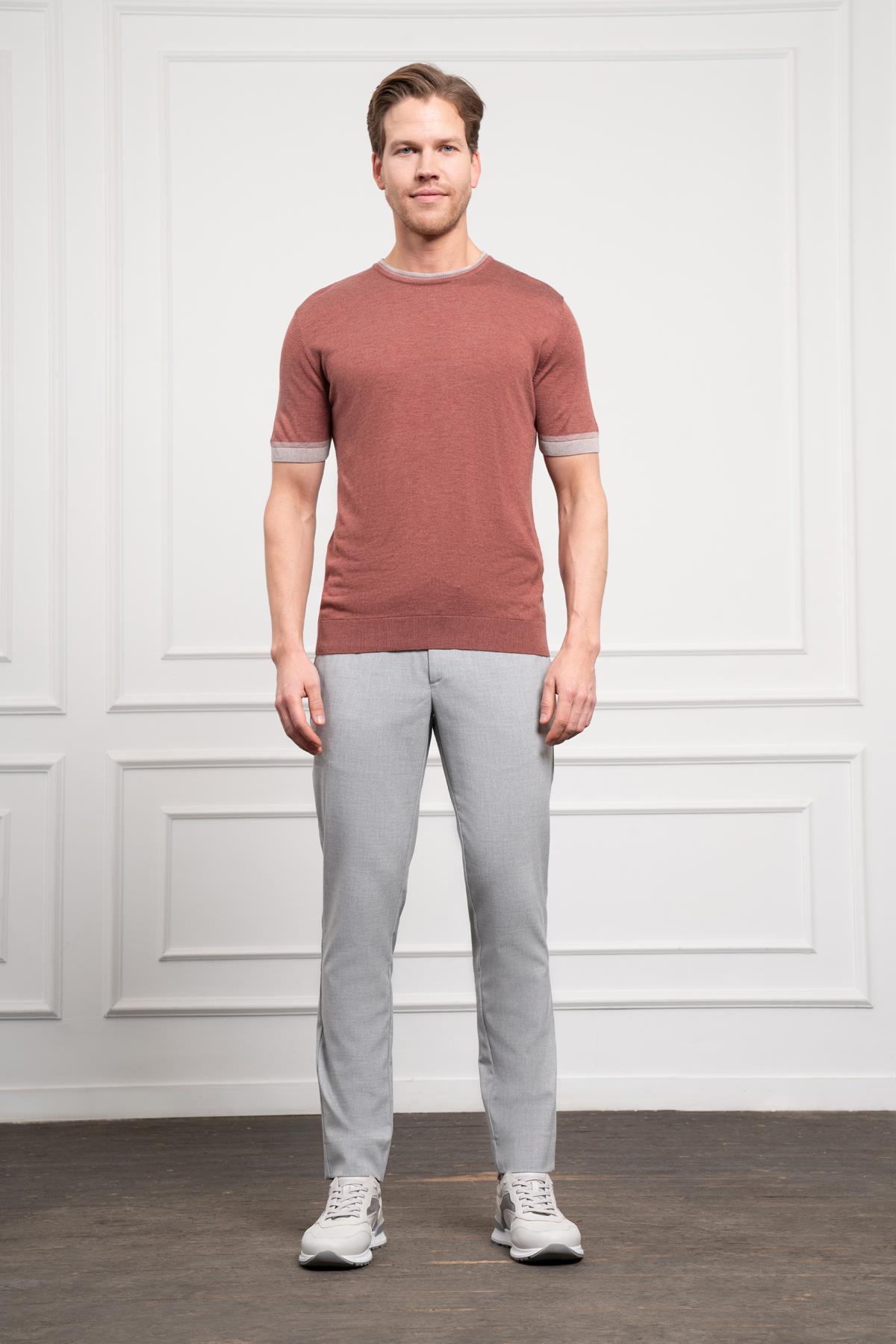 Morven Erkek Kiremit Trend  Polo Yaka Dinamik Fit Rahat Kesim T-Shirt