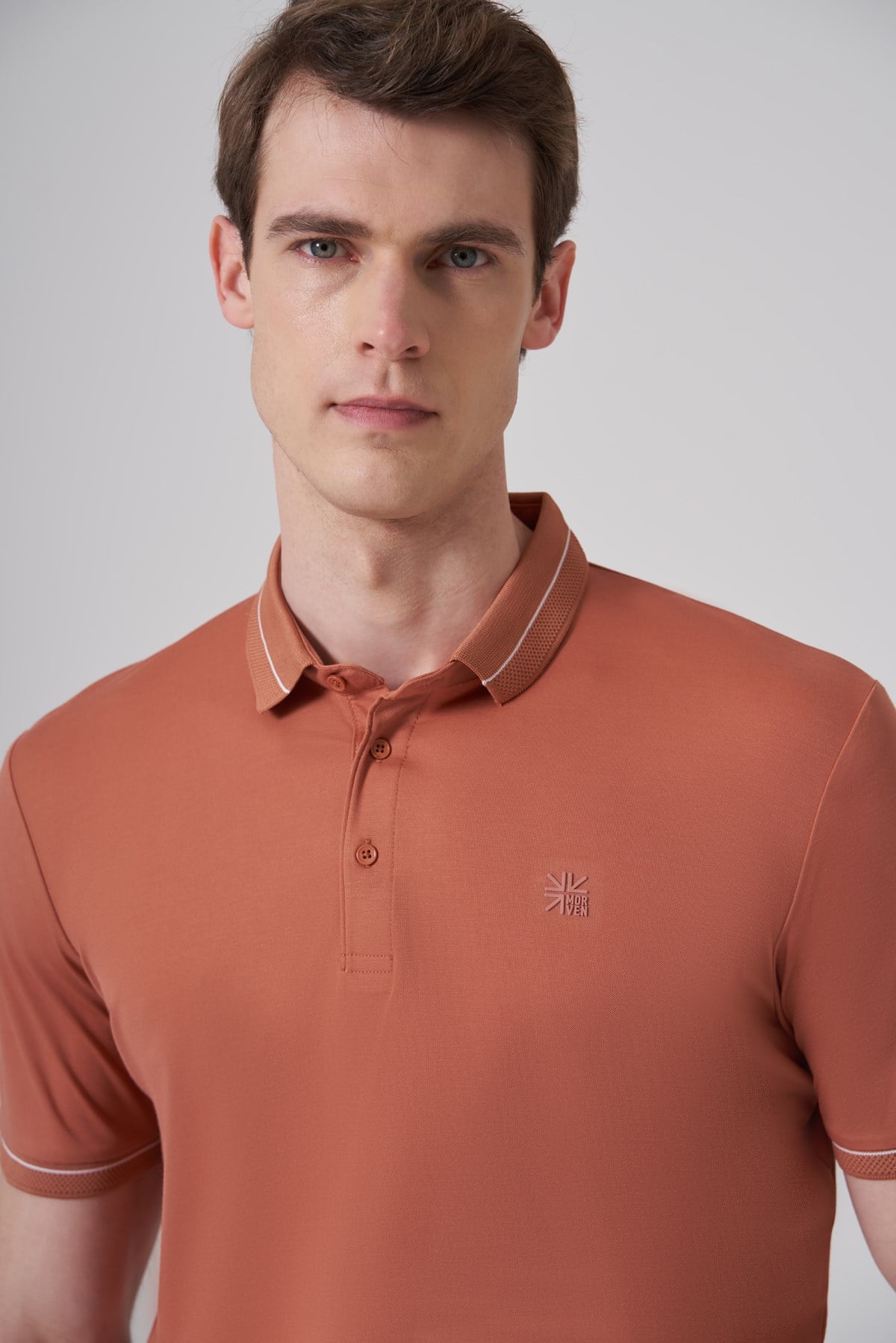 Morven Erkek Kiremit Trend Rayon Pike Polo Yaka Dinamik Fit Tshirt