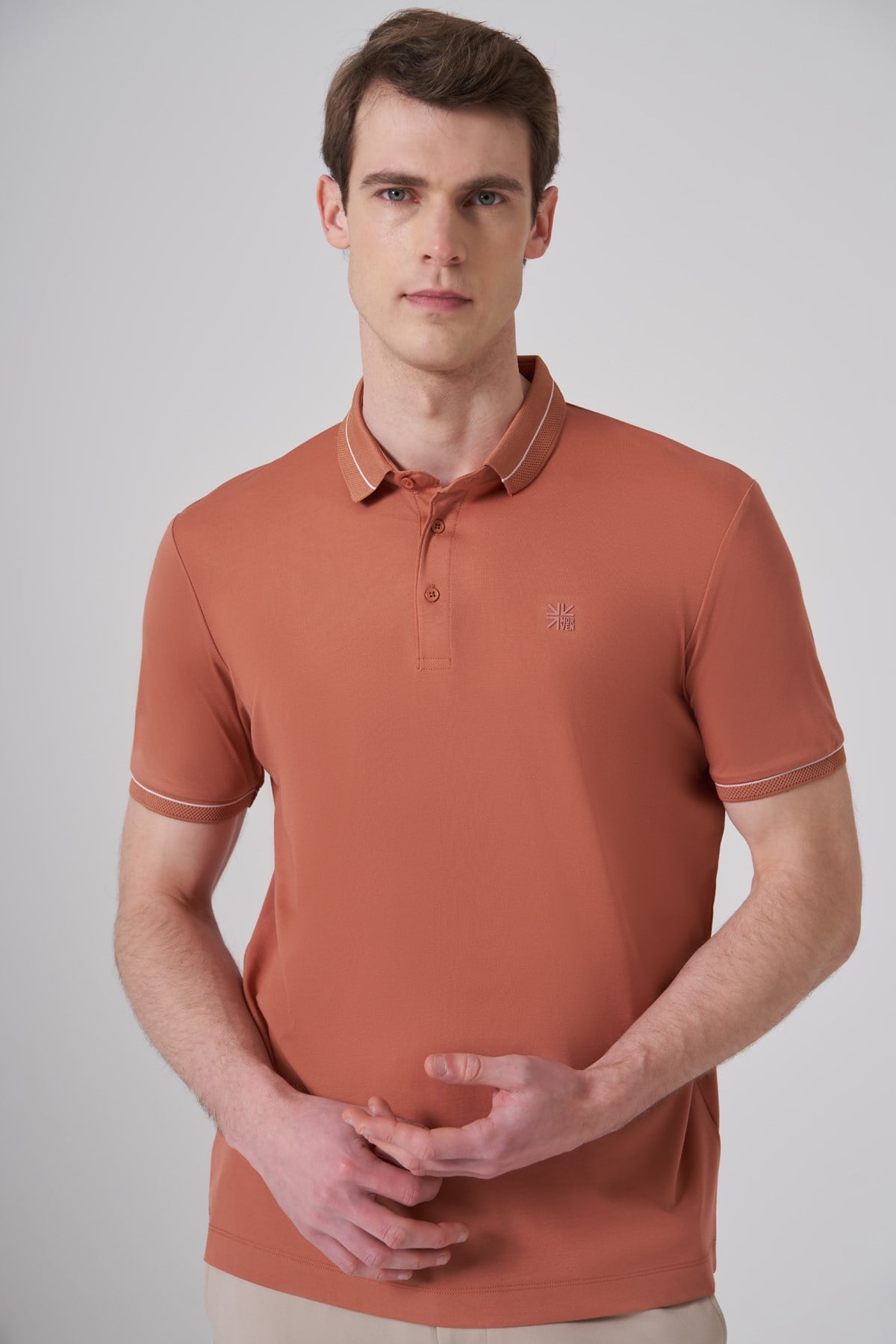 Morven Erkek Kiremit Trend Rayon Pike Polo Yaka Dinamik Fit Tshirt