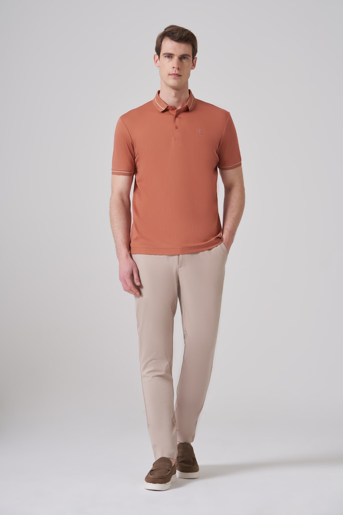 Morven Erkek Kiremit Trend Rayon Pike Polo Yaka Dinamik Fit Tshirt