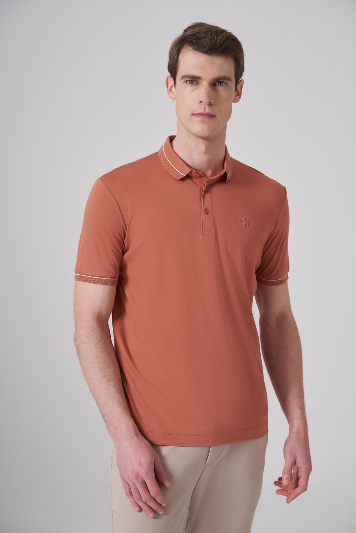 Morven Erkek Kiremit Trend Rayon Pike Polo Yaka Dinamik Fit Tshirt
