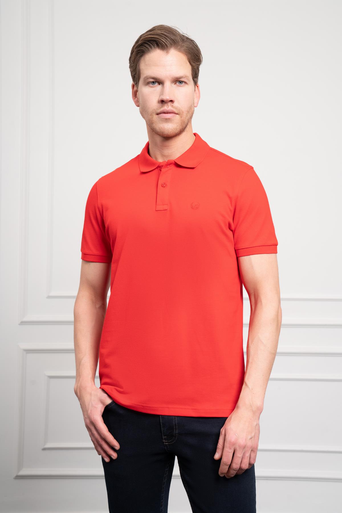Morven Erkek Kırmızı Basic Polo Yaka Dynamic Fit T-Shirt