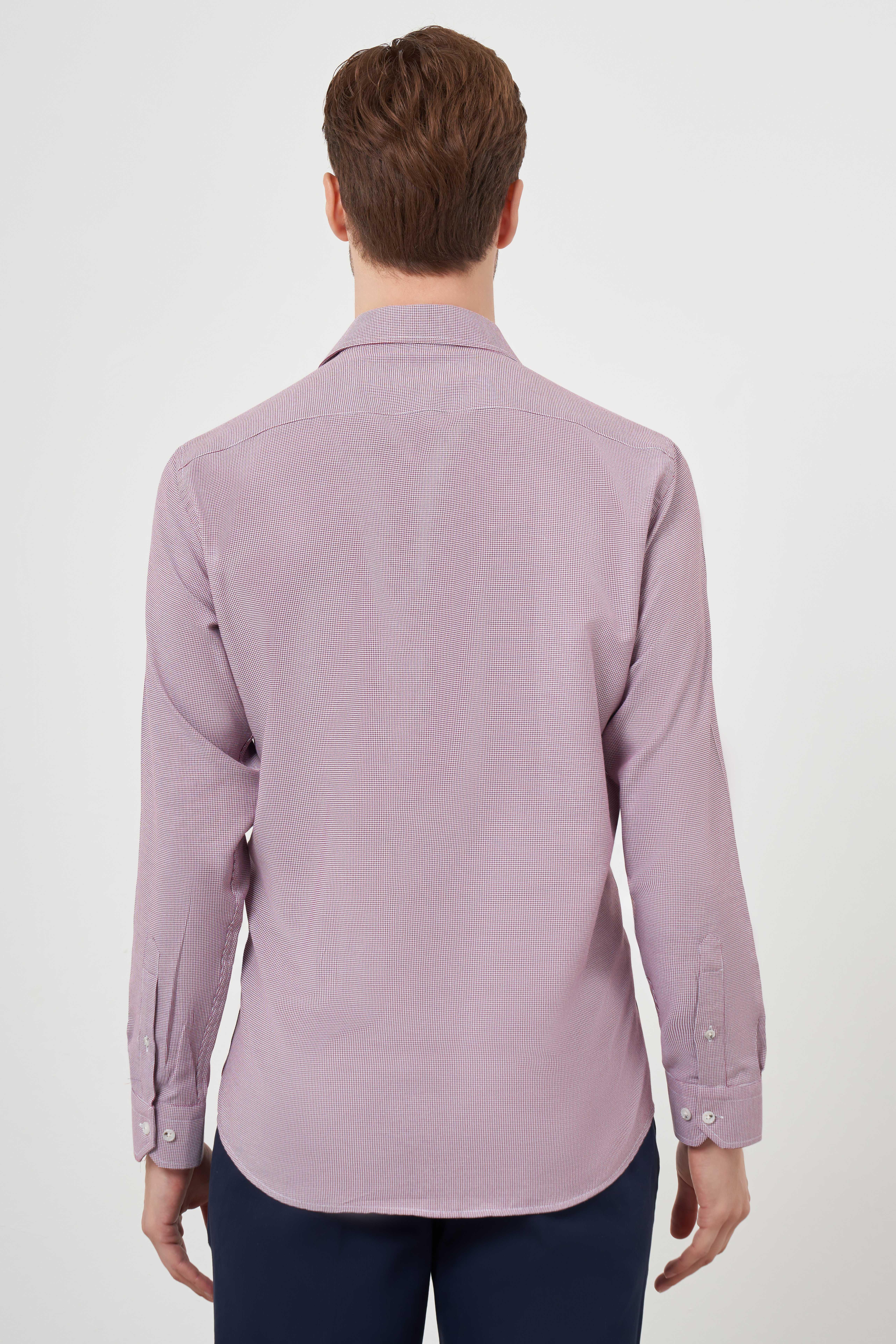 Morven Erkek Kırmızı Slim Fit Desenli Gömlek