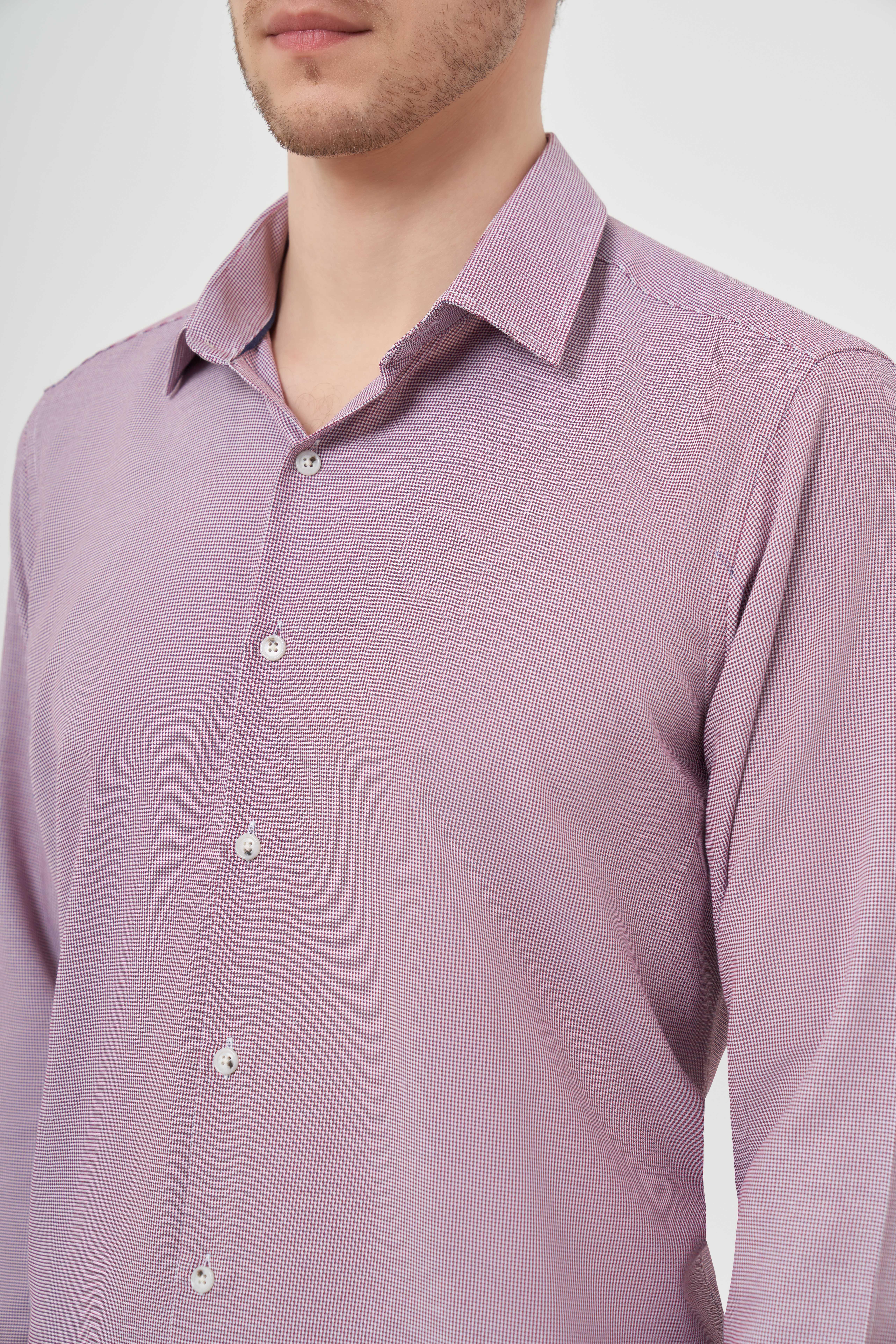 Morven Erkek Kırmızı Slim Fit Desenli Gömlek