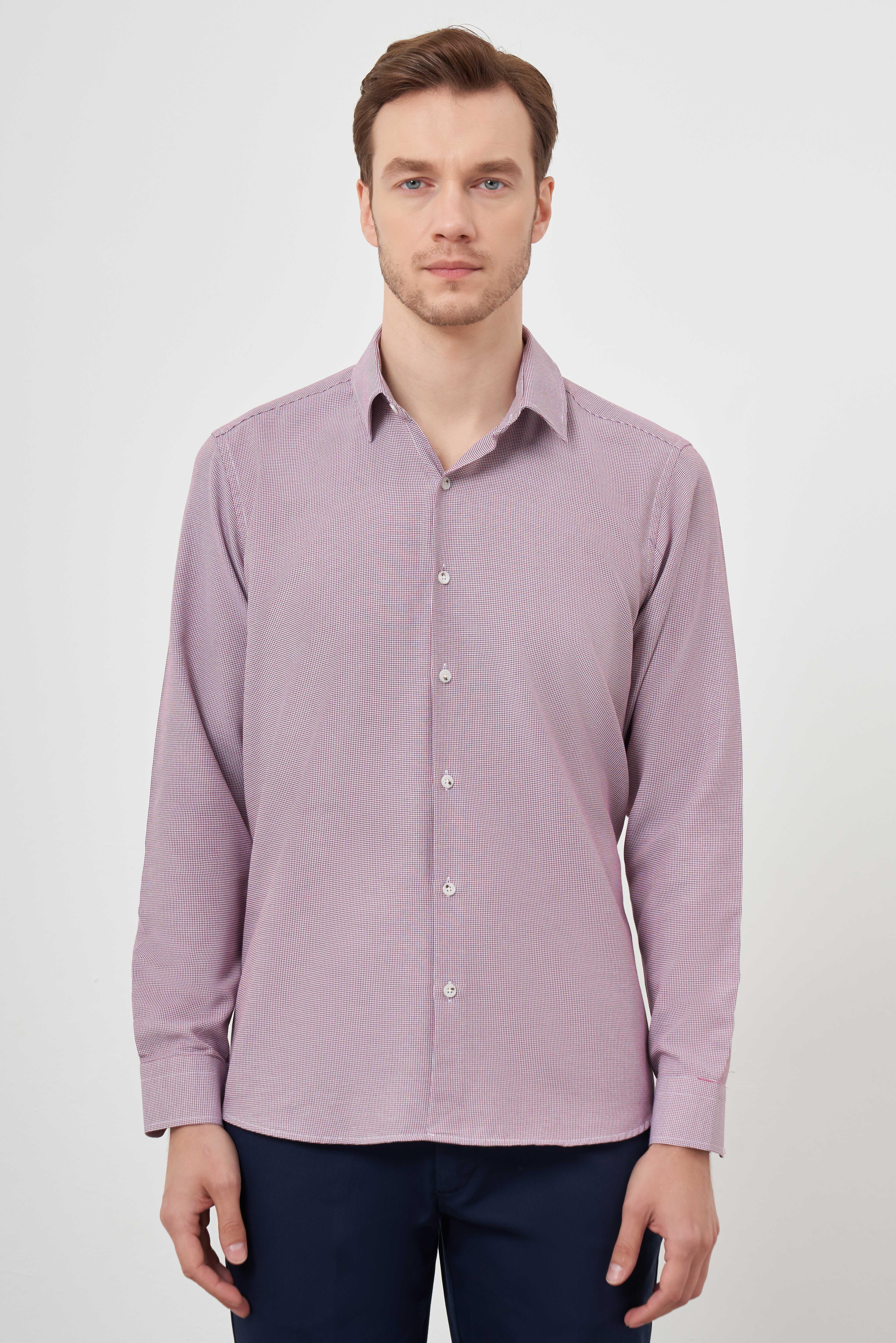 Morven Erkek Kırmızı Slim Fit Desenli Gömlek