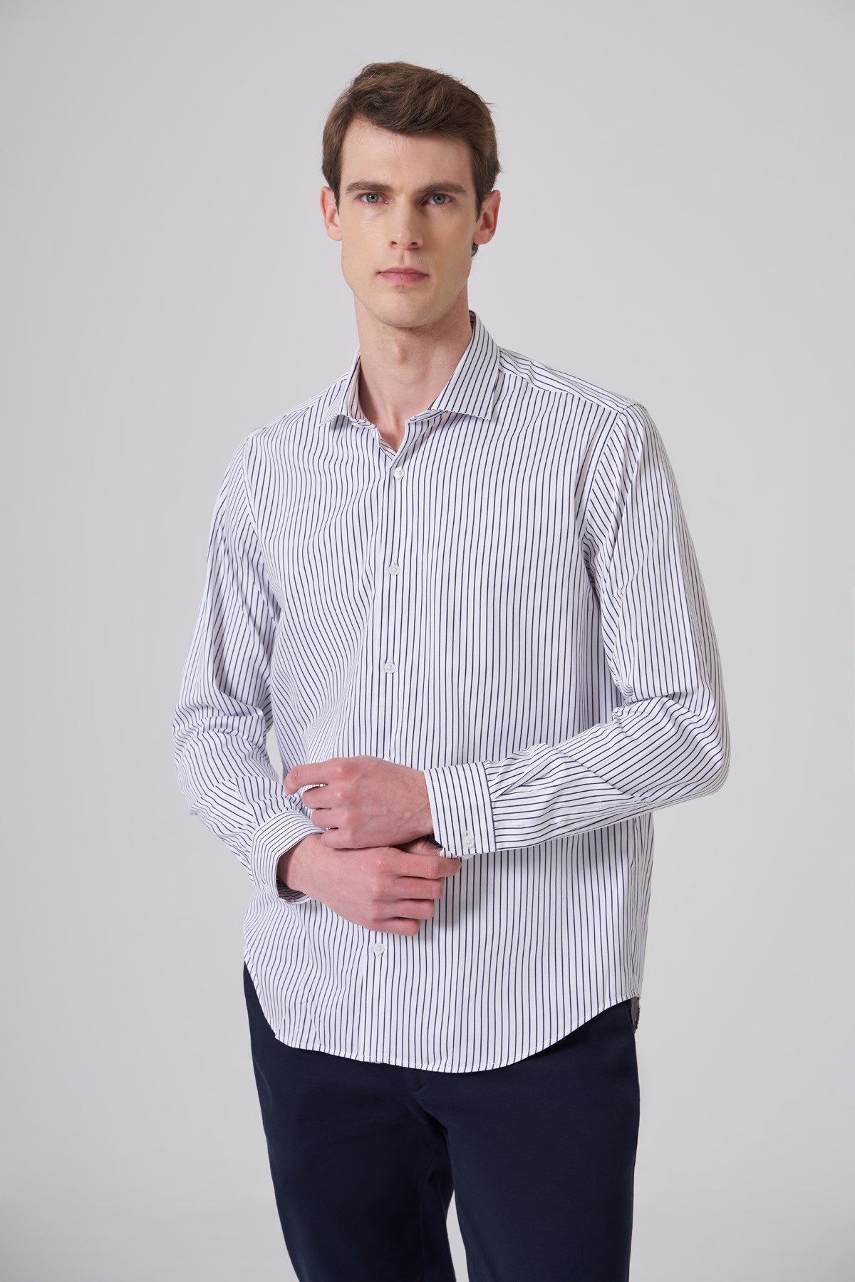 Morven Erkek KOYU LACİVERT Pamuk Trend Dynamic Fit İtalyan Yaka Gömlek