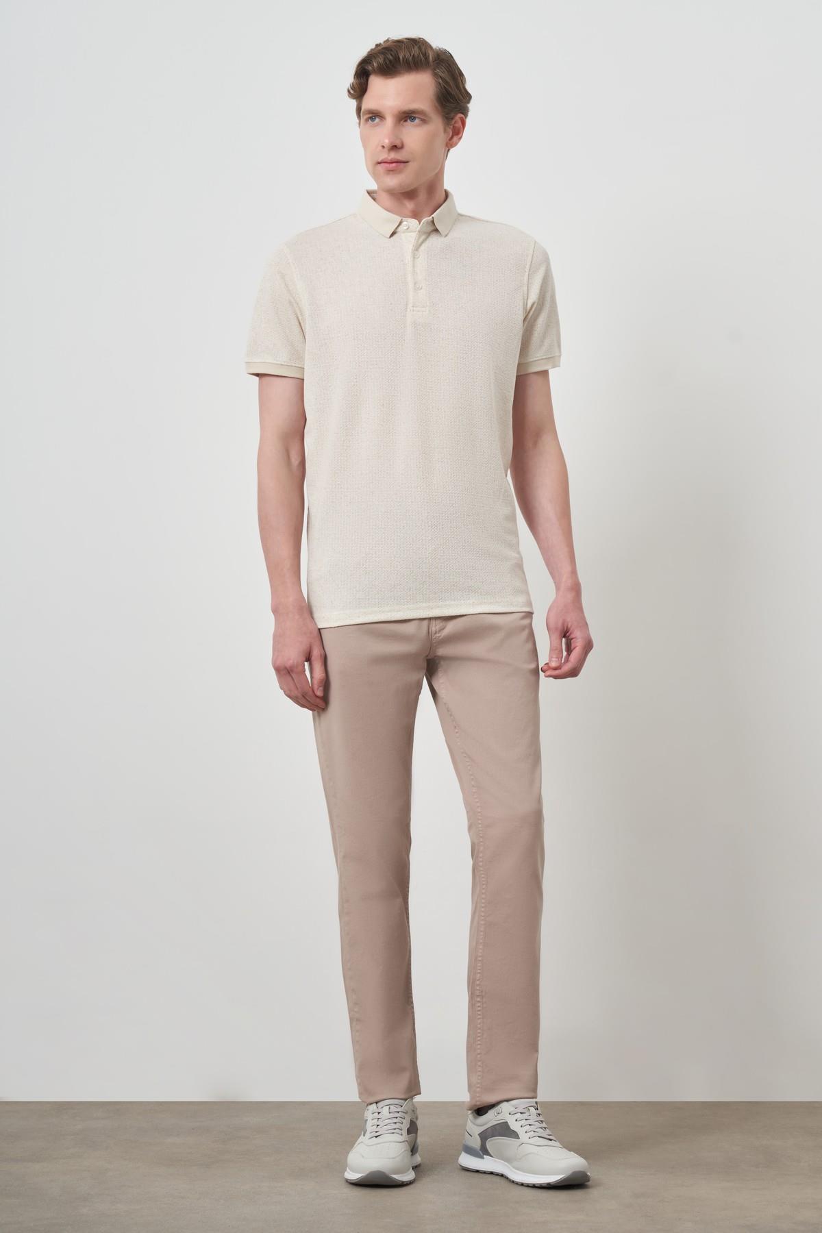 Morven Erkek Kremrengi Trend  Polo Yaka T-Shirt