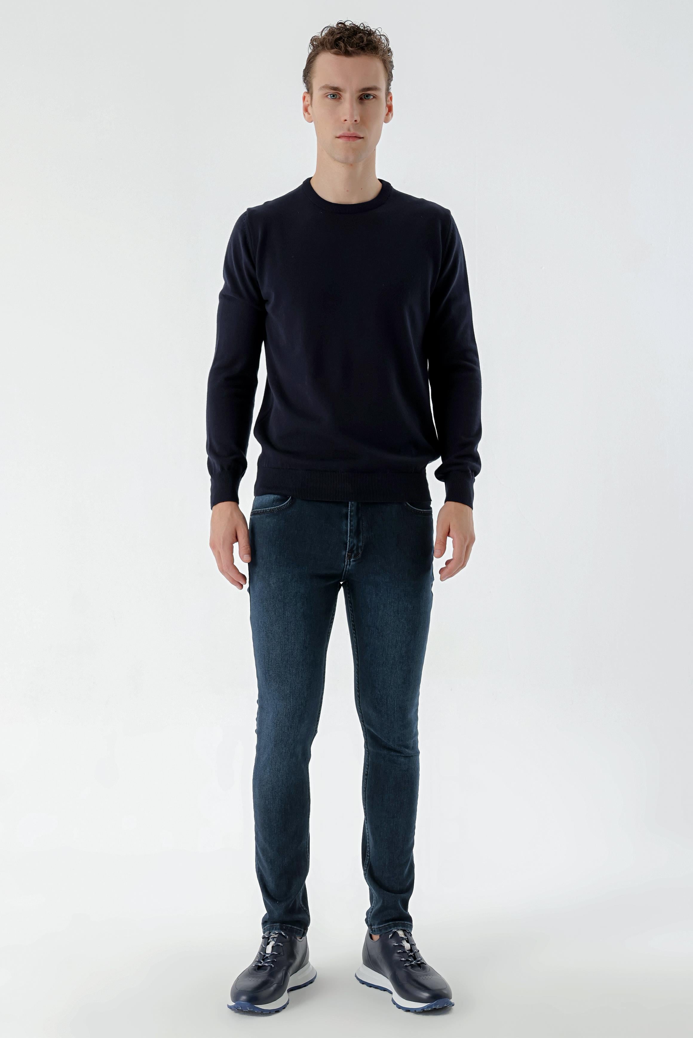 Morven Erkek Lacivert Basic Bisiklet Yaka Dynamic Fit Rahat Kesim Triko