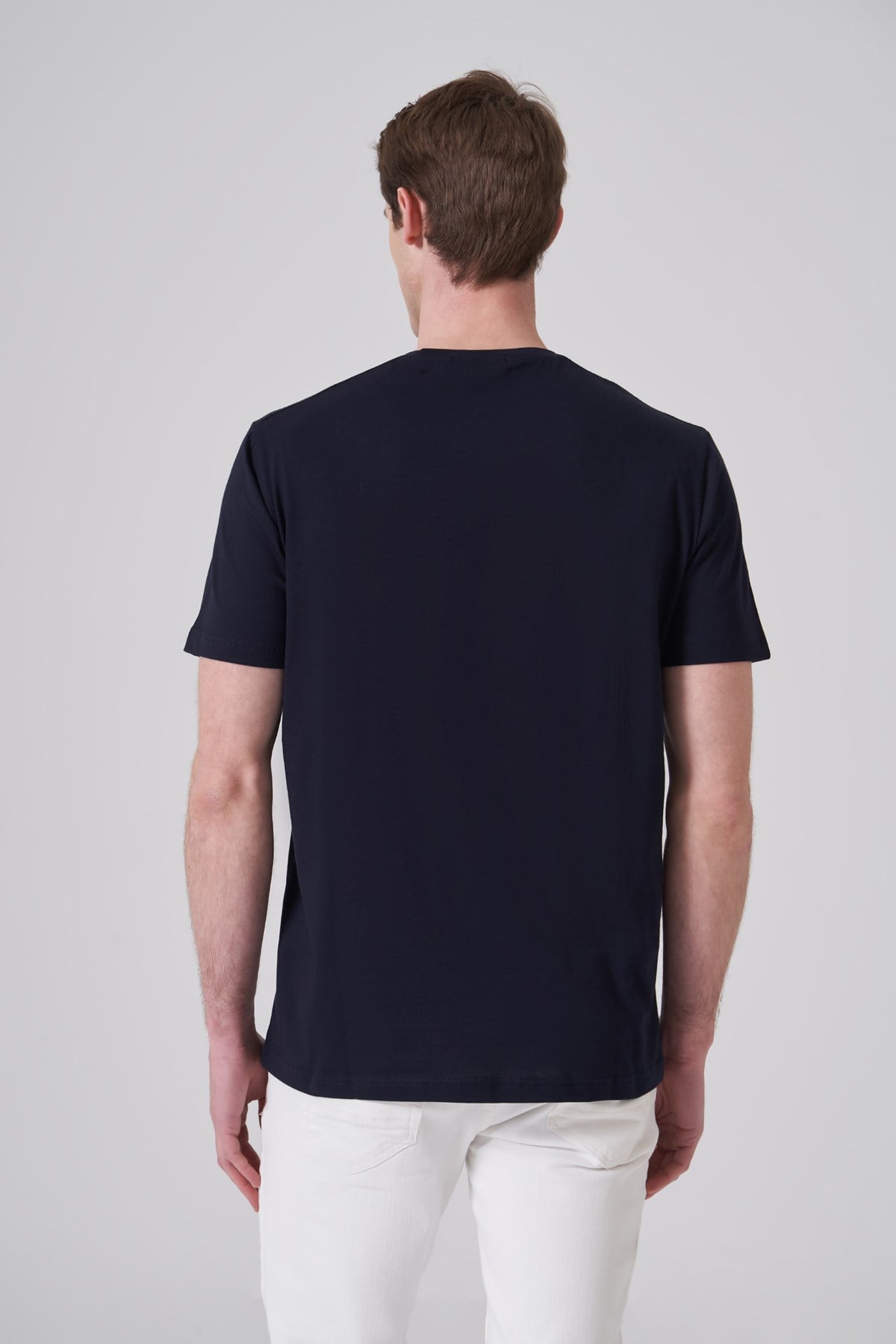 Morven Erkek Lacivert Basic Bisiklet Yaka Dynamic Fit Pamuk T-Shirt