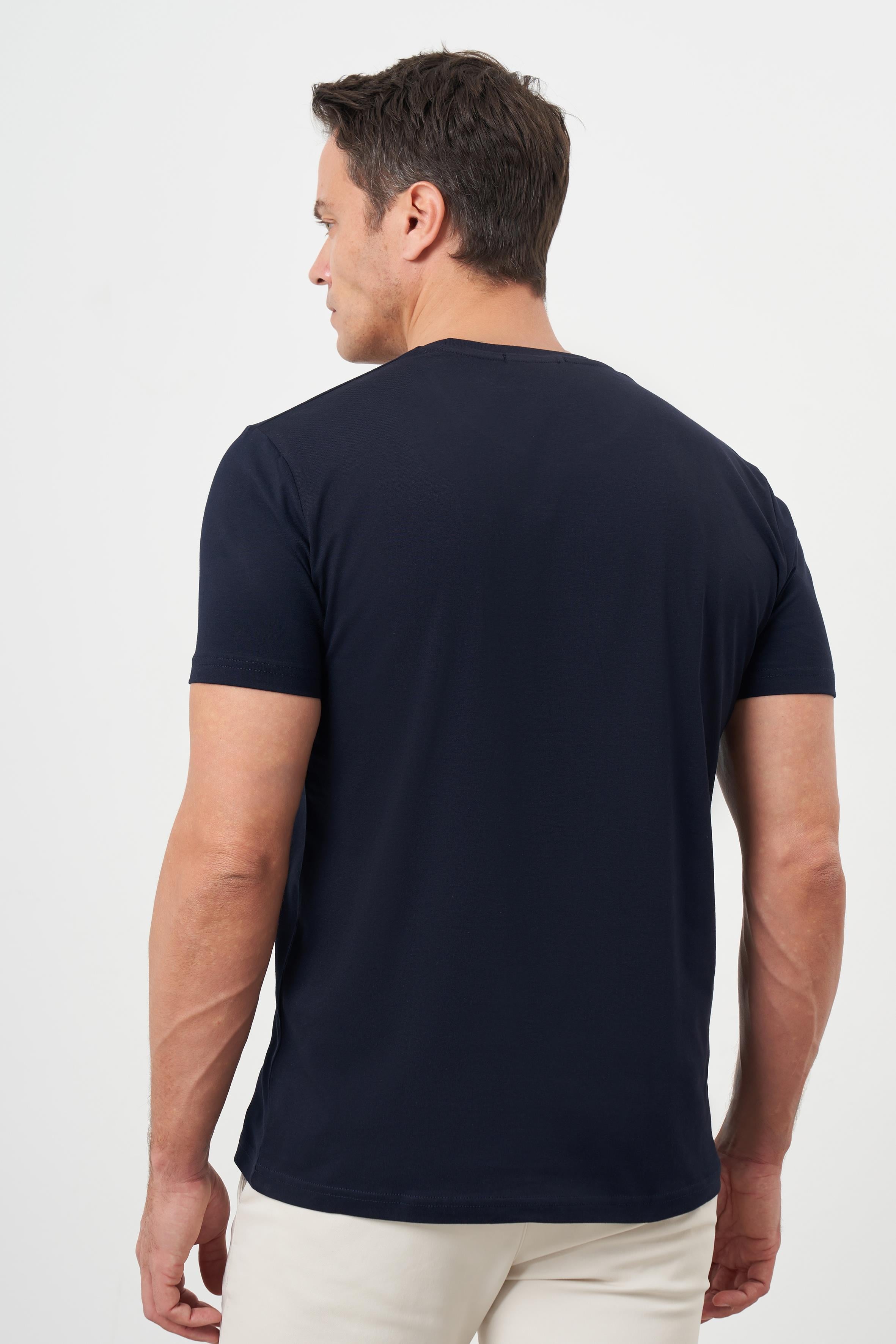 Morven Erkek Lacivert Basic Bisiklet Yaka Dynamic Fit Rahat Kesim T-Shirt