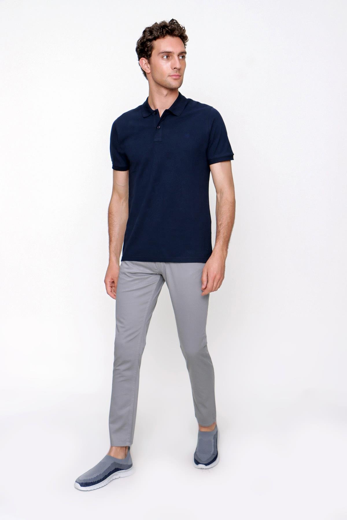 Morven Erkek Lacivert Basic Polo Yaka Dynamic Fit T-Shirt