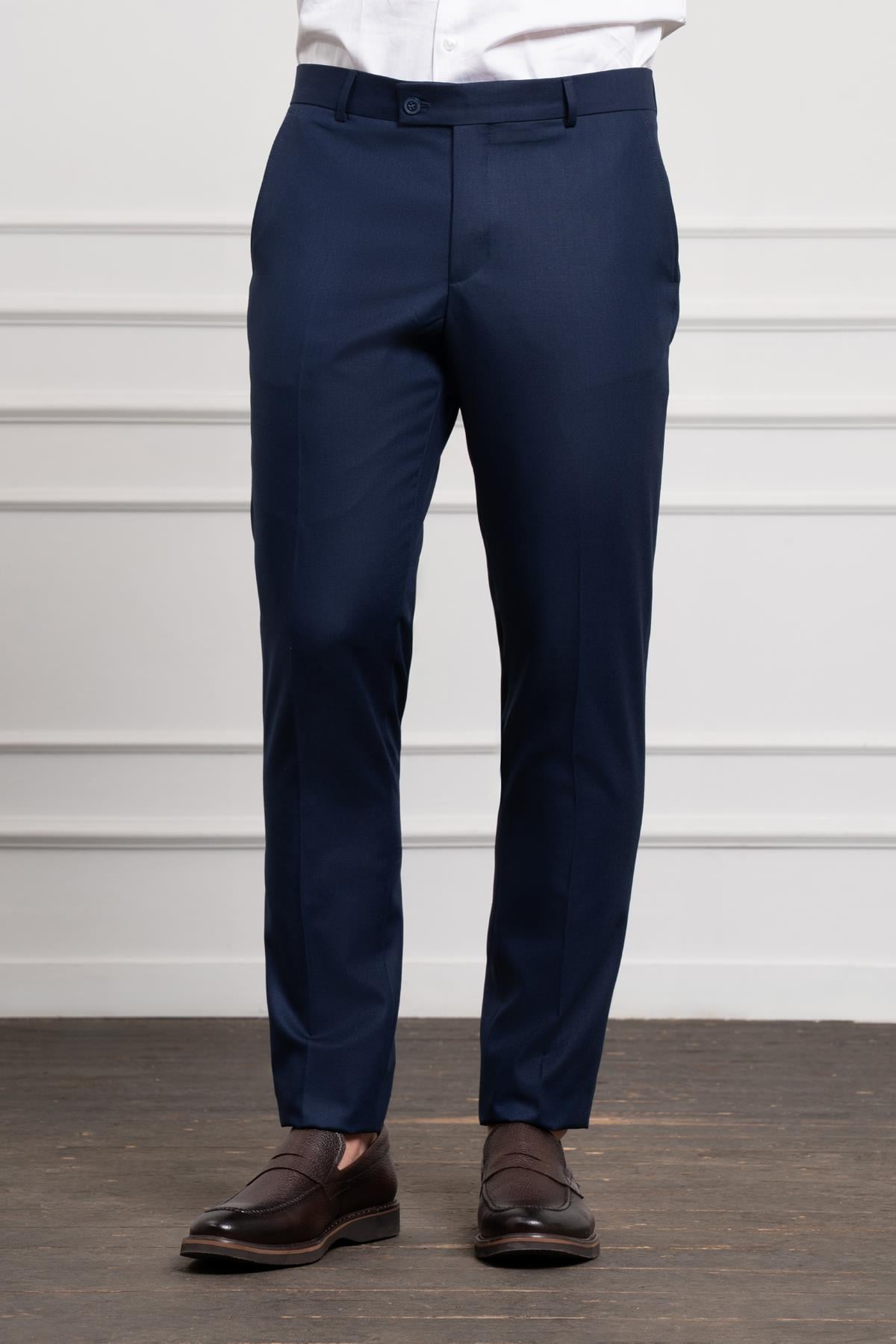 Morven Erkek Lacivert Basic Slim Fit Classic Pantolon