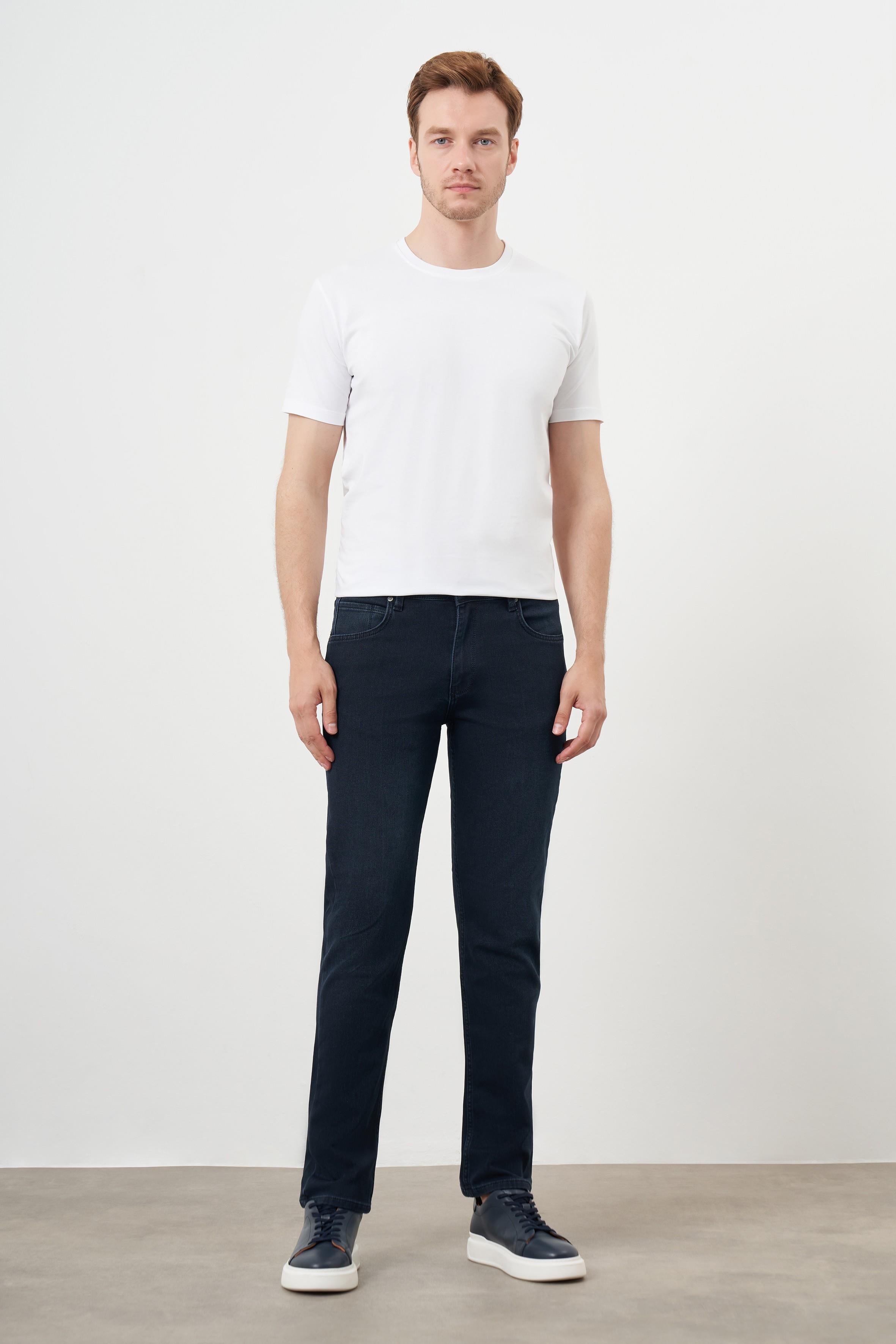 Morven Erkek Lacivert Denim 5 Cep Dynamic Fit Jean Kot Pantolon
