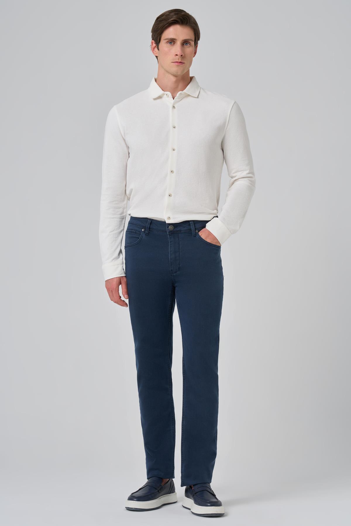 Morven Erkek Lacivert Denim 5 Cep Dynamic Fit Jean Kot Pantolon