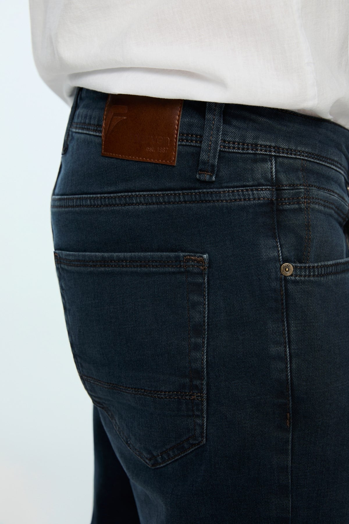 Morven Erkek Lacivert Denim 5 Cep Slim Fit Jean Kot Pantolon
