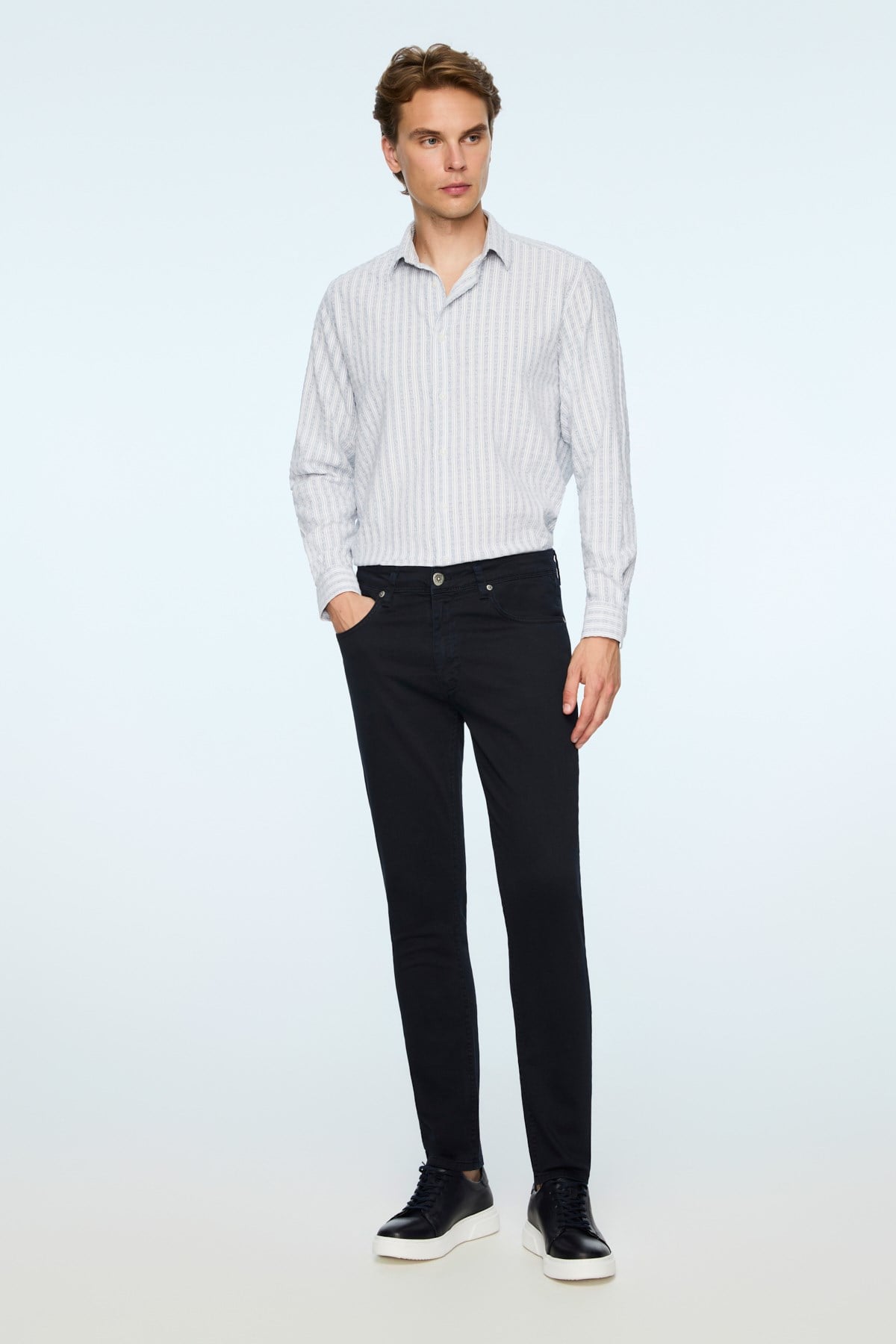 Morven Erkek Lacivert Denim 5 Cep Slim Fit Jean Kot Pantolon