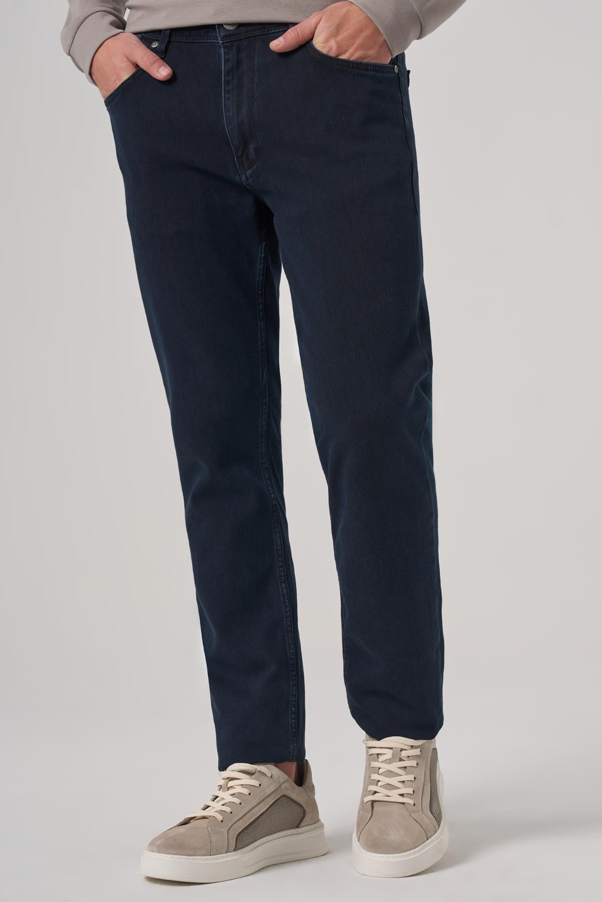 Morven Erkek Lacivert Denim 5 Cep Slim Fit Jean Kot Pantolon
