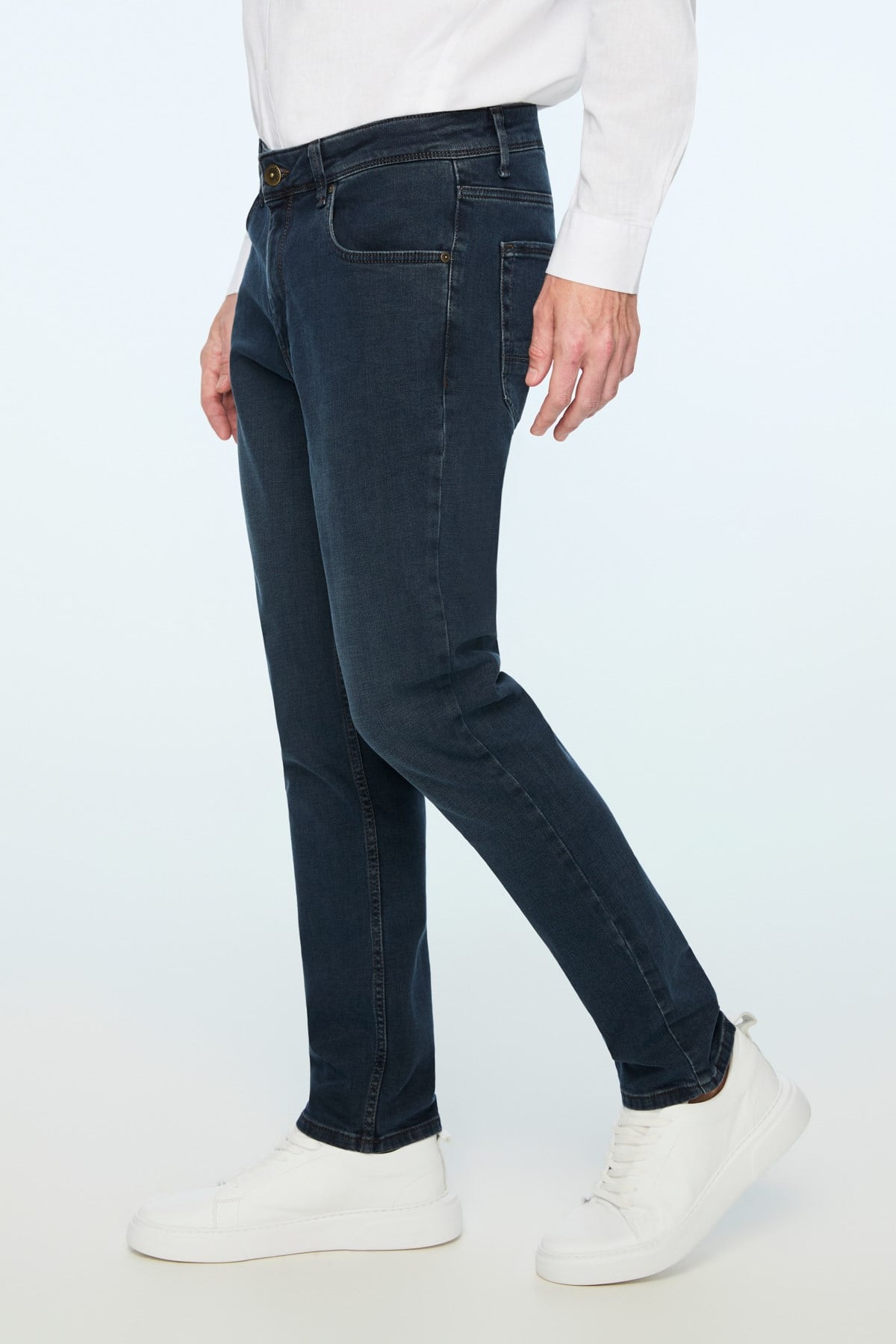Morven Erkek Lacivert Denim 5 Cep Slim Fit Jean Kot Pantolon