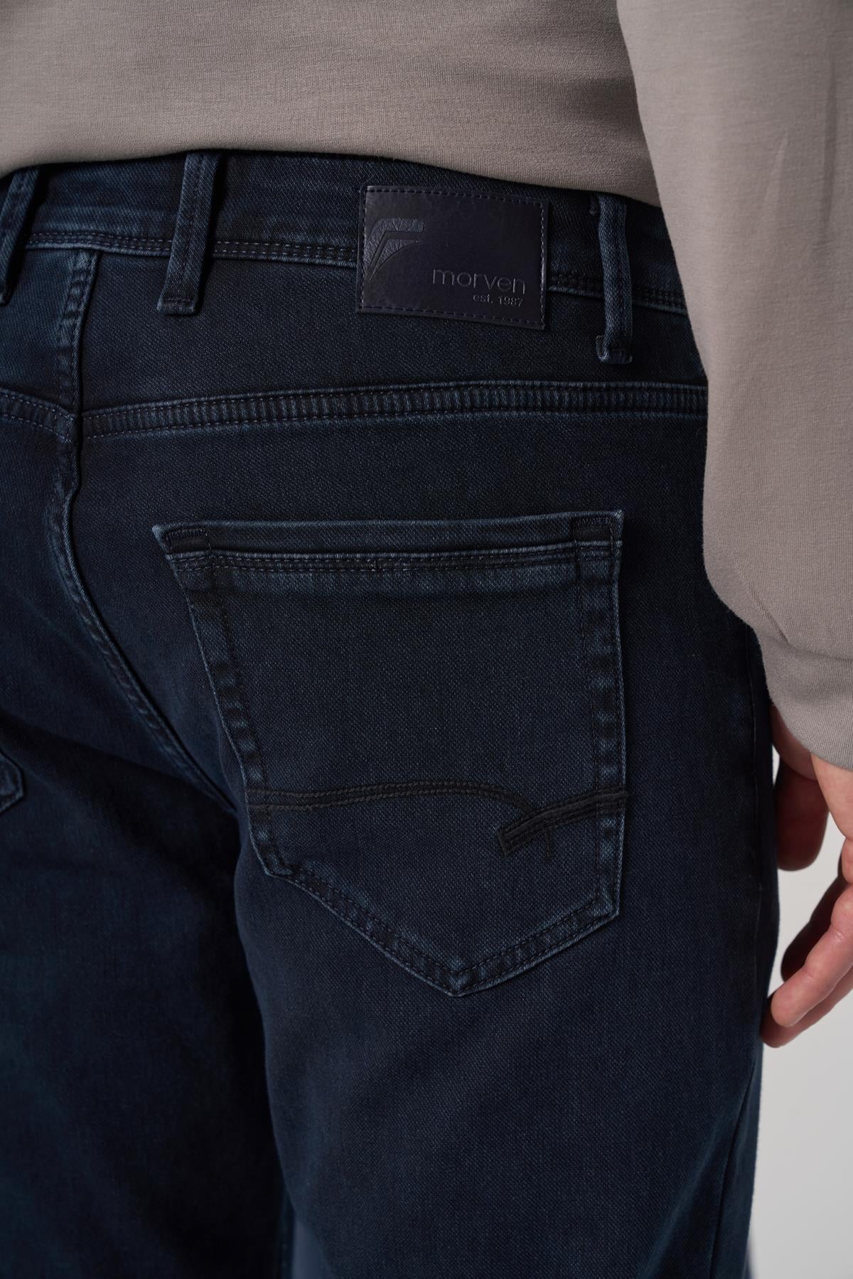 Morven Erkek Lacivert Denim 5 Cep Slim Fit Jean Kot Pantolon