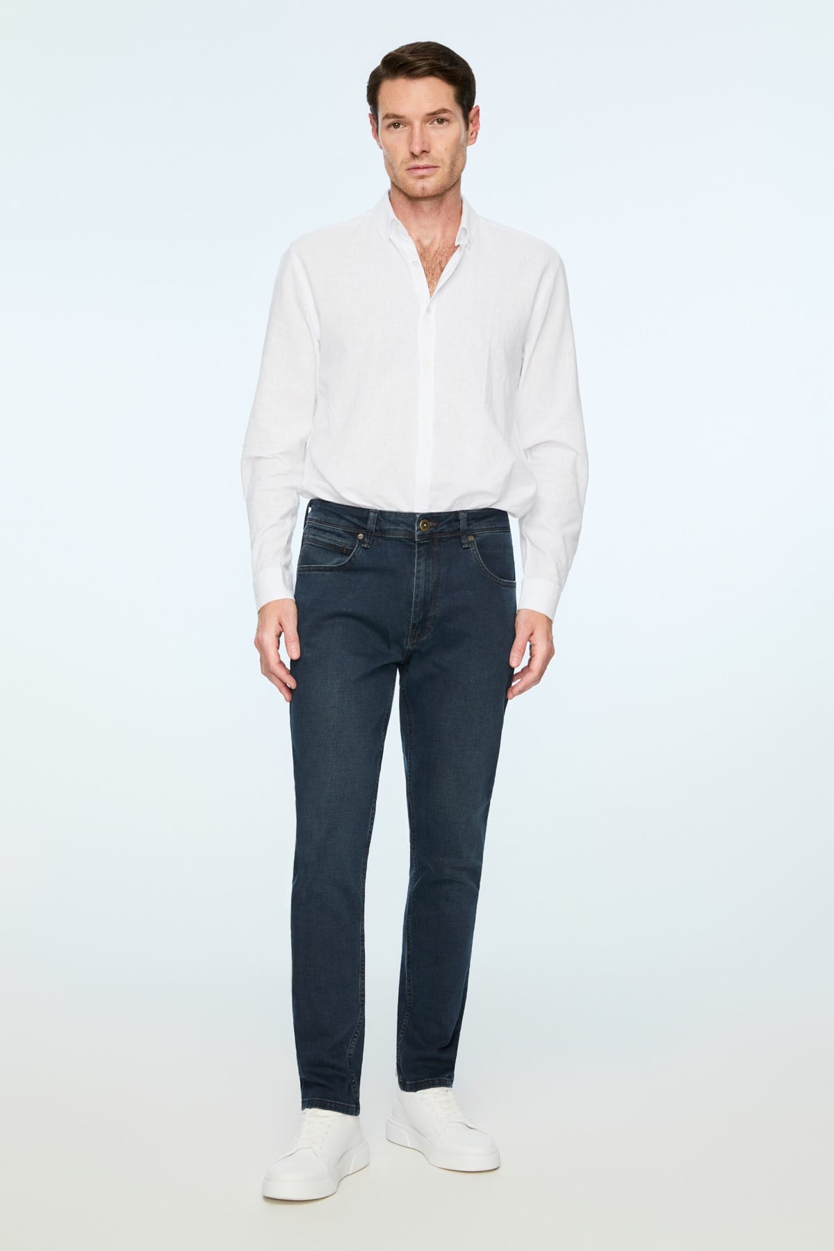 Morven Erkek Lacivert Denim 5 Cep Slim Fit Jean Kot Pantolon