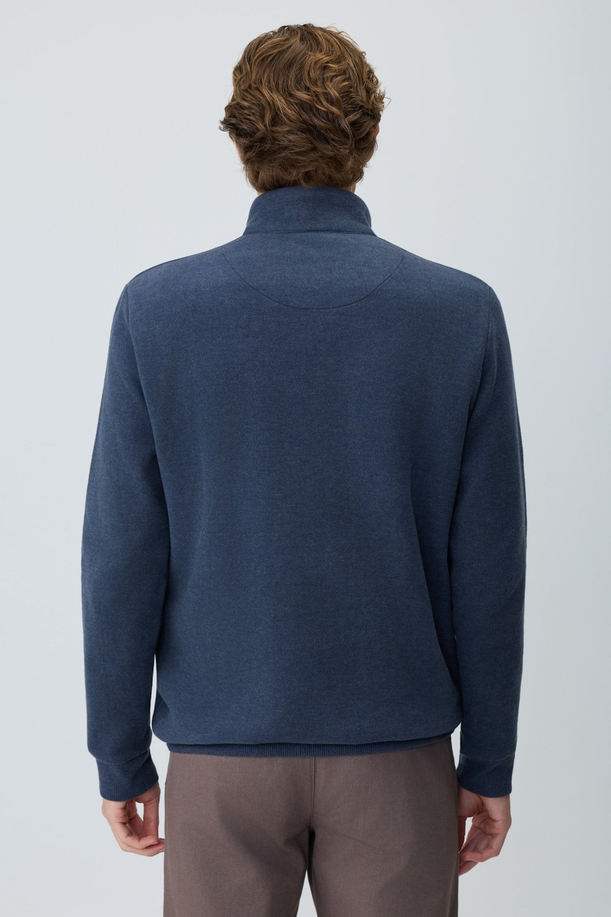 Morven Erkek Lacivert Fermuarlı Bato Yaka Dynamic Fit Sweatshirt