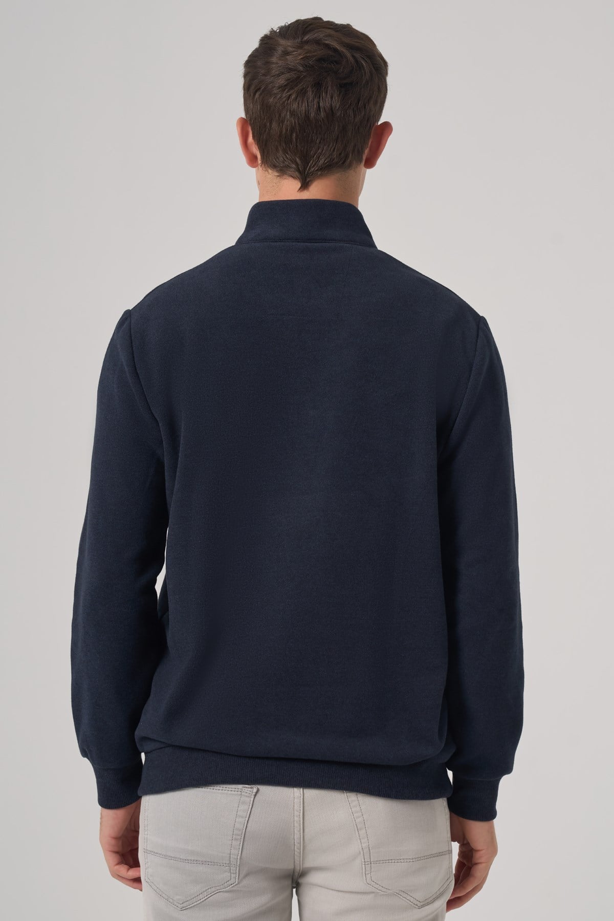 Morven Erkek Lacivert Fermuarlı Bato Yaka Dynamic Fit Sweatshirt