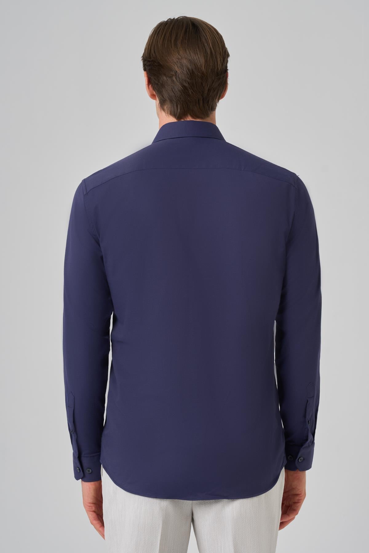 Morven Erkek Lacivert Slim Fit Sert Yaka Gömlek