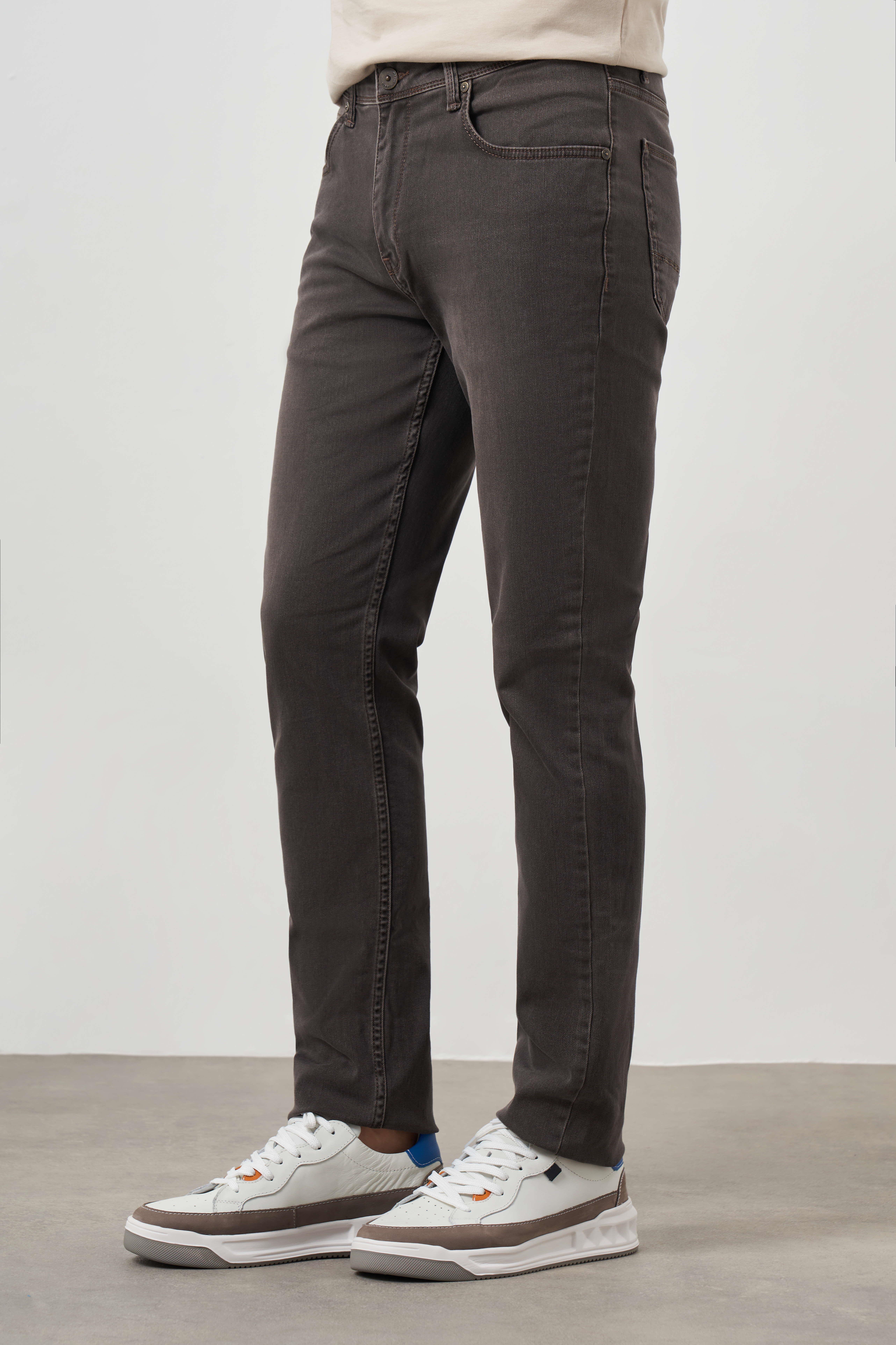 Morven Erkek Lacivert - Kahve Denim 5 Cep Dynamic Fit Jean Kot Pantolon