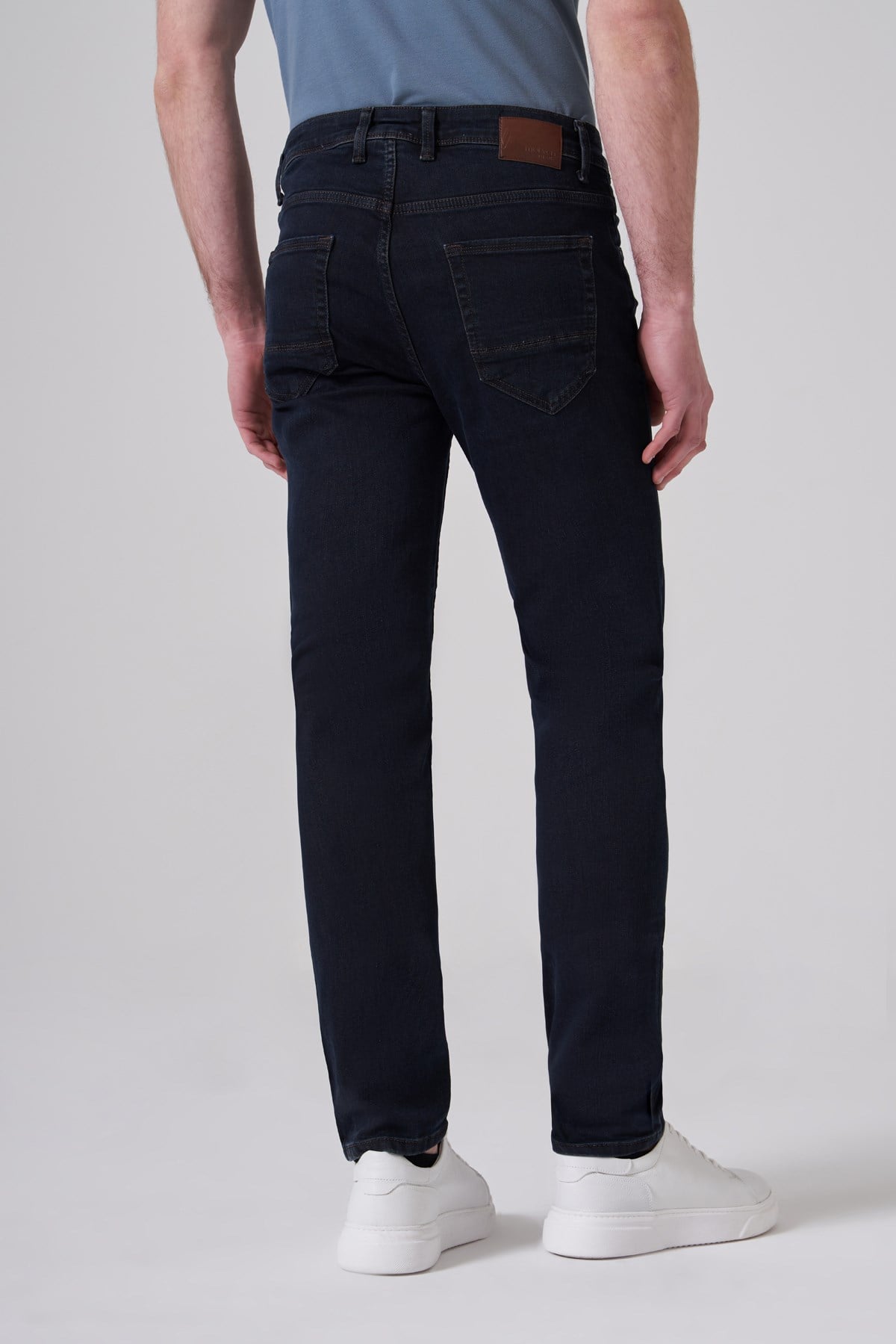 Morven Erkek Lacivert - Kahve Denim 5 Cep Slim Fit Jean