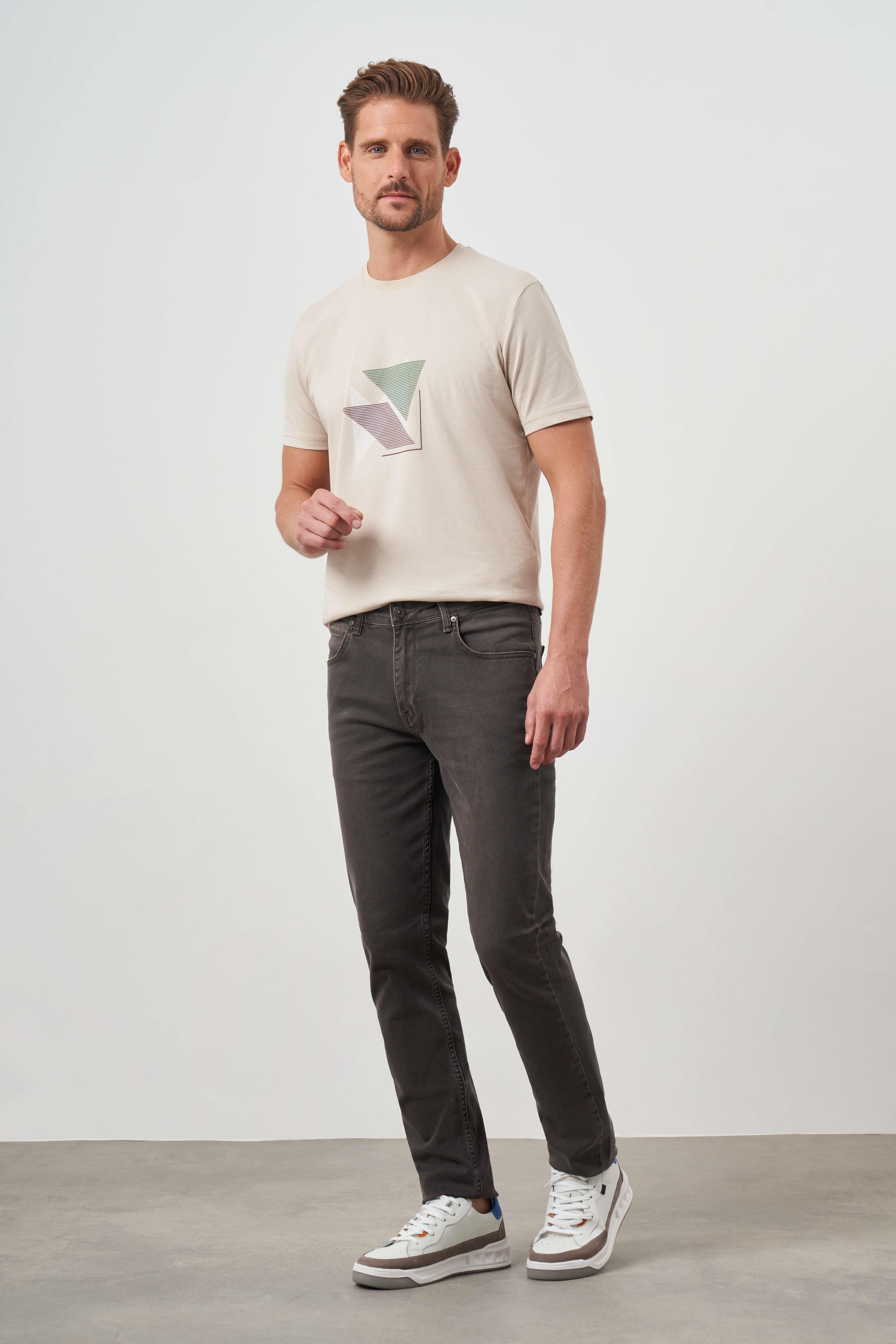 Morven Erkek Lacivert - Kahve Denim 5 Cep Dynamic Fit Jean Kot Pantolon