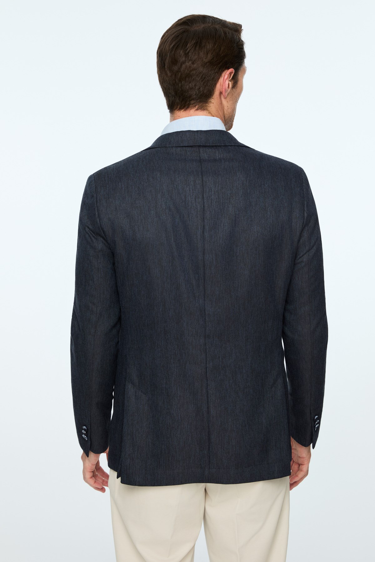 Morven Erkek Lacivert Keten Trend Desenli Slim Fit Ceket