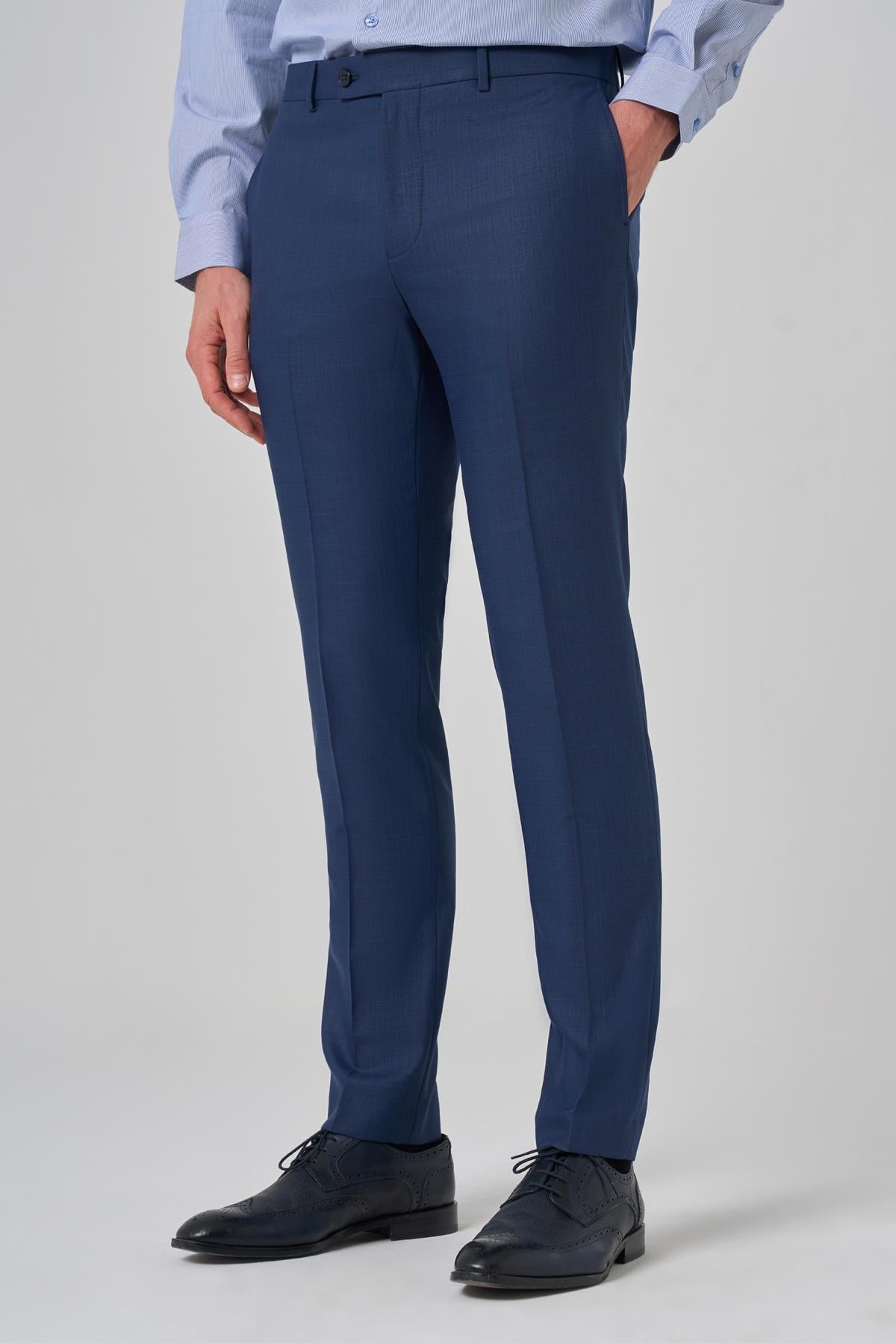 Morven Erkek Lacivert Klasik Slim Fit Dar Kesim Pantolon