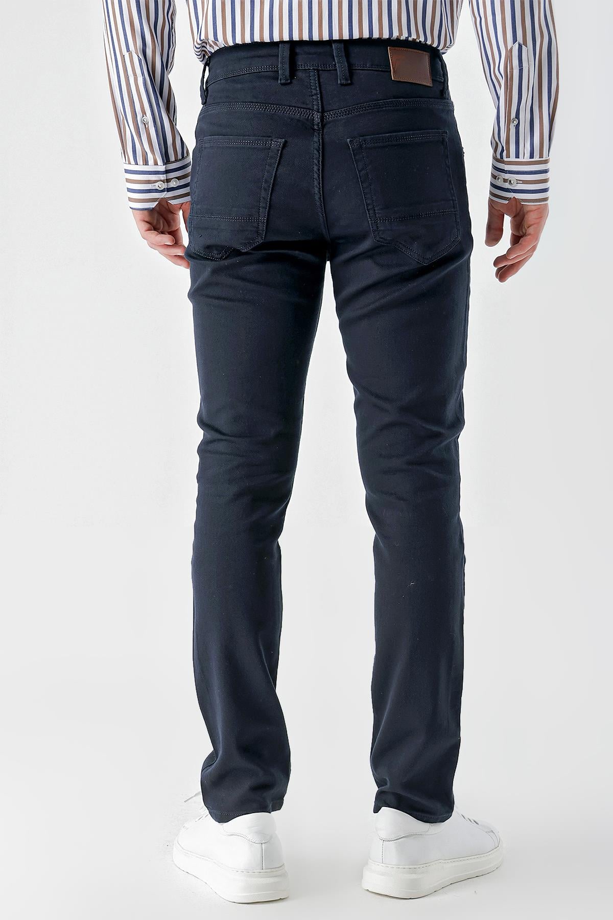 Morven Erkek Lacivert Mevsimlik Pamuk 5 Cep Slim Fit Jean Pantolon