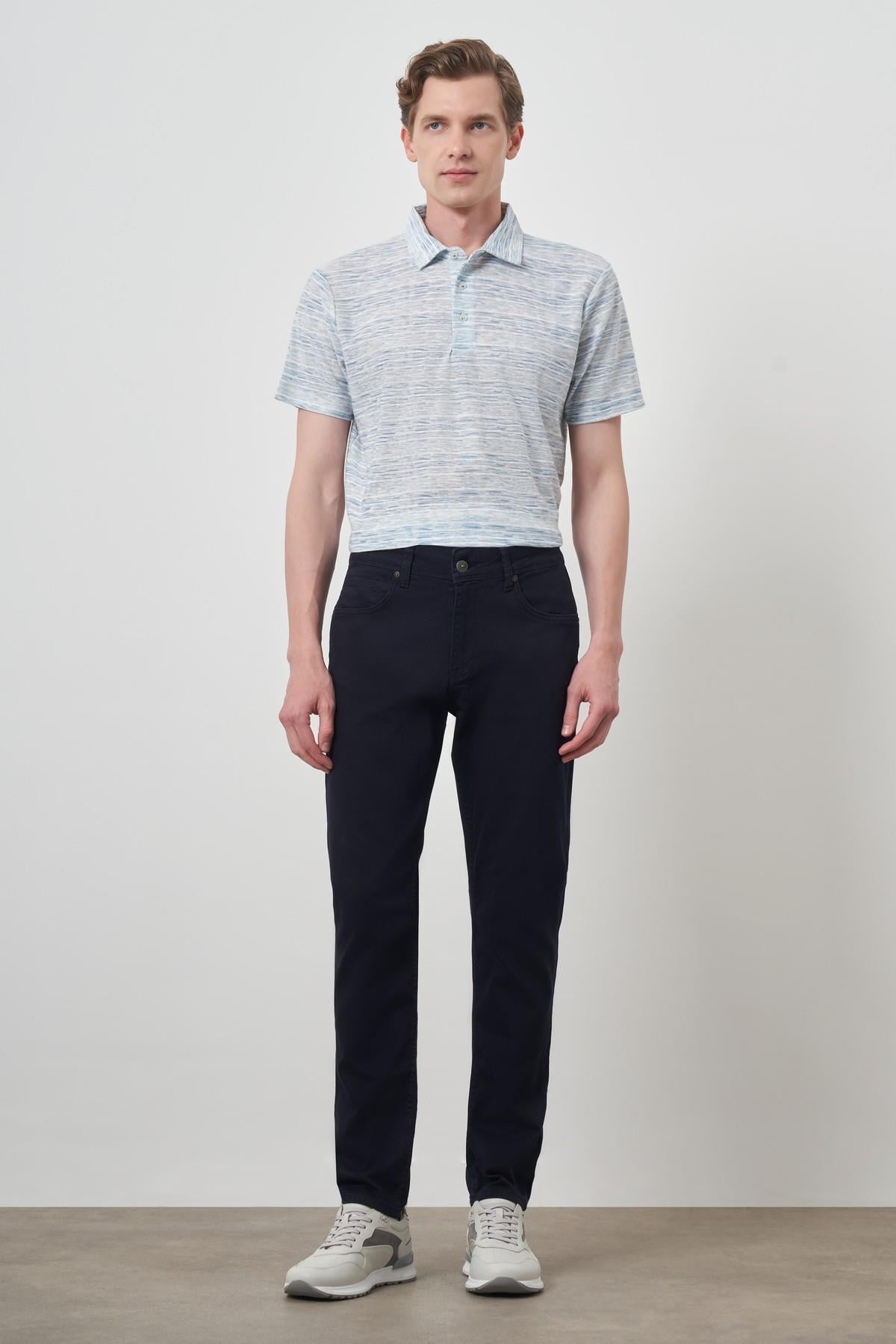 Morven Erkek Lacivert Pamuk 5 Cep Slim Fit Jean Kot Pantolon