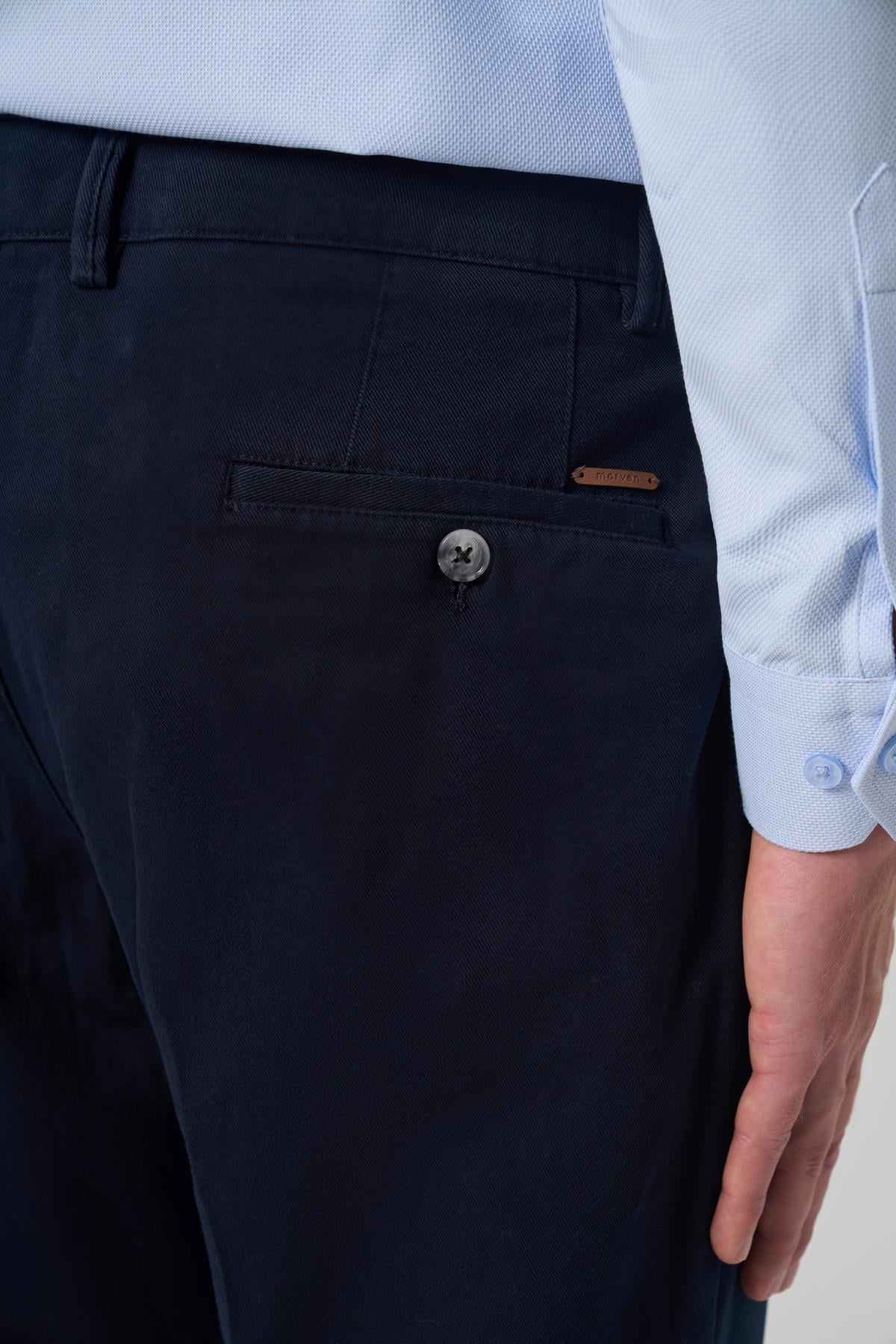 Morven Erkek Lacivert Pamuk Trend Dynamic Fit Chino Pantolon