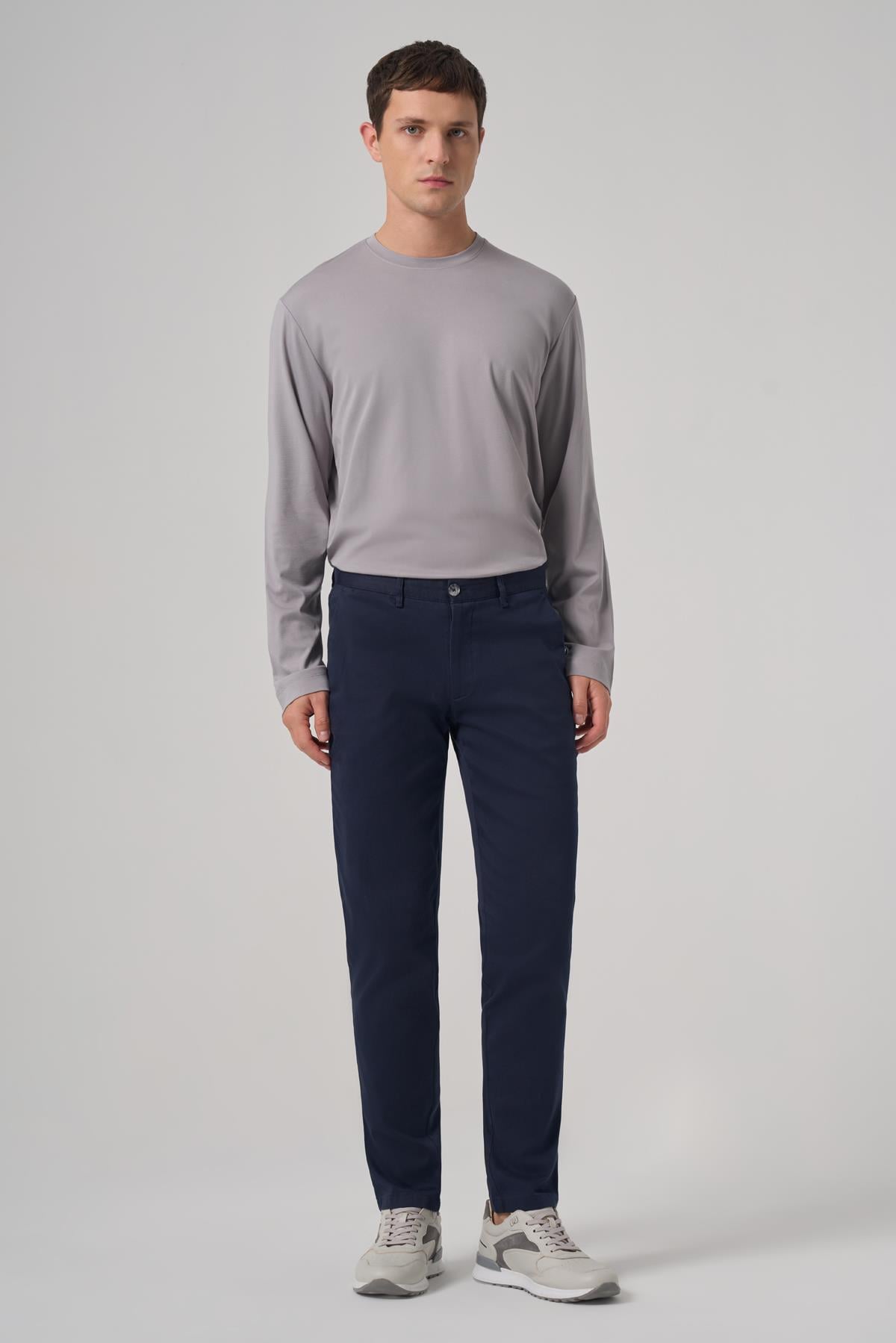 Morven Erkek Lacivert Pamuk Trend Slim Fit Chino Pantolon