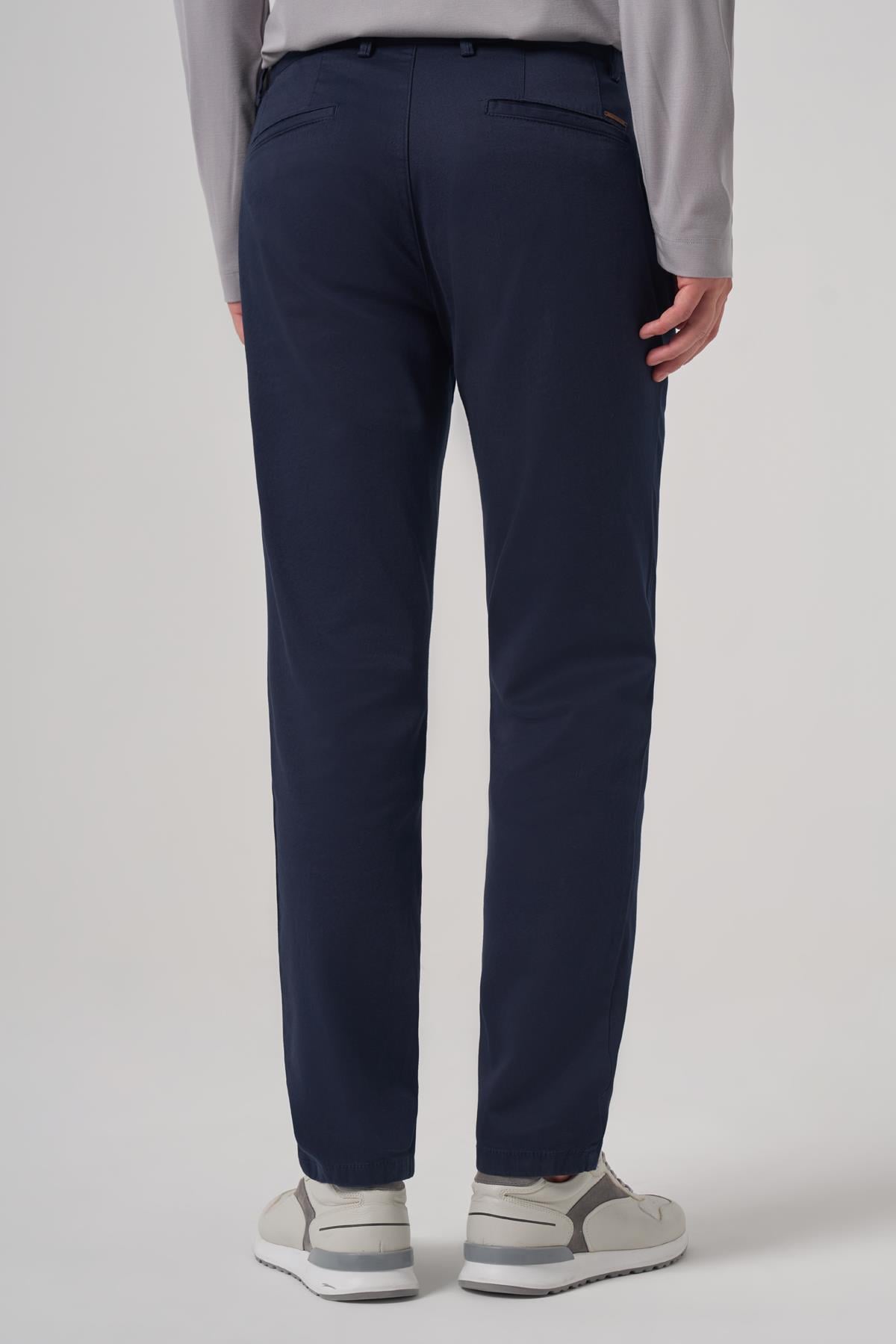 Morven Erkek Lacivert Pamuk Trend Slim Fit Chino Pantolon