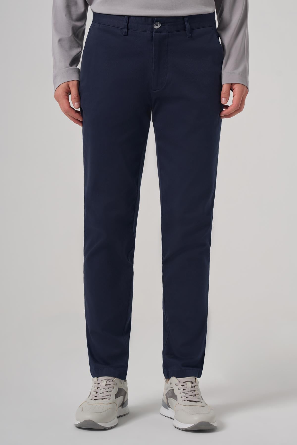Morven Erkek Lacivert Pamuk Trend Slim Fit Chino Pantolon