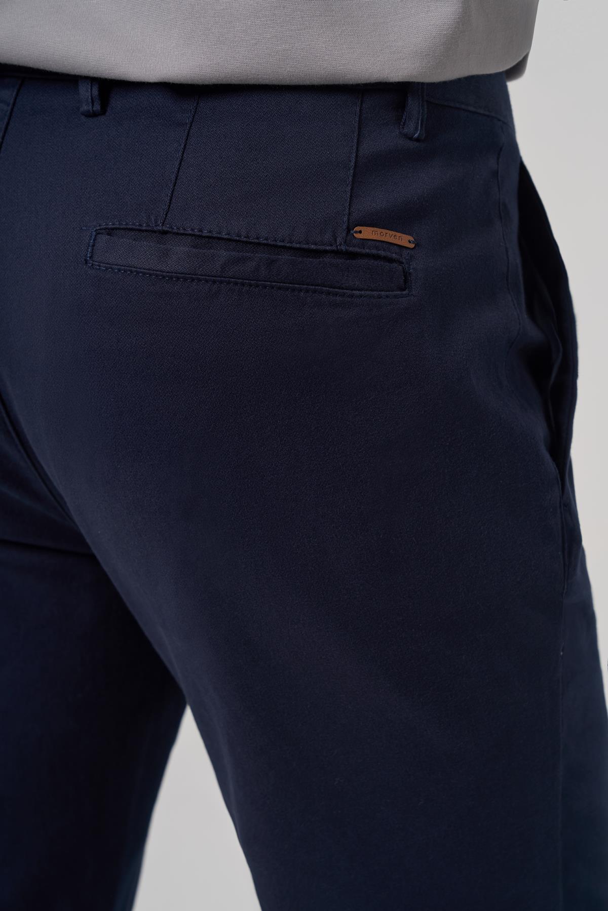 Morven Erkek Lacivert Pamuk Trend Slim Fit Chino Pantolon