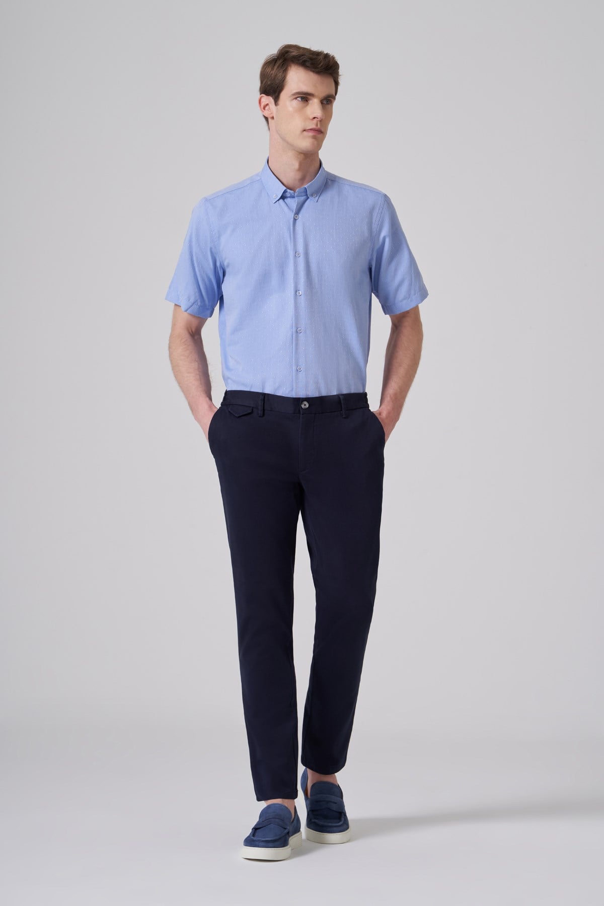 Morven Erkek Lacivert Pamuk Trend Slim Fit Chino Pantolon