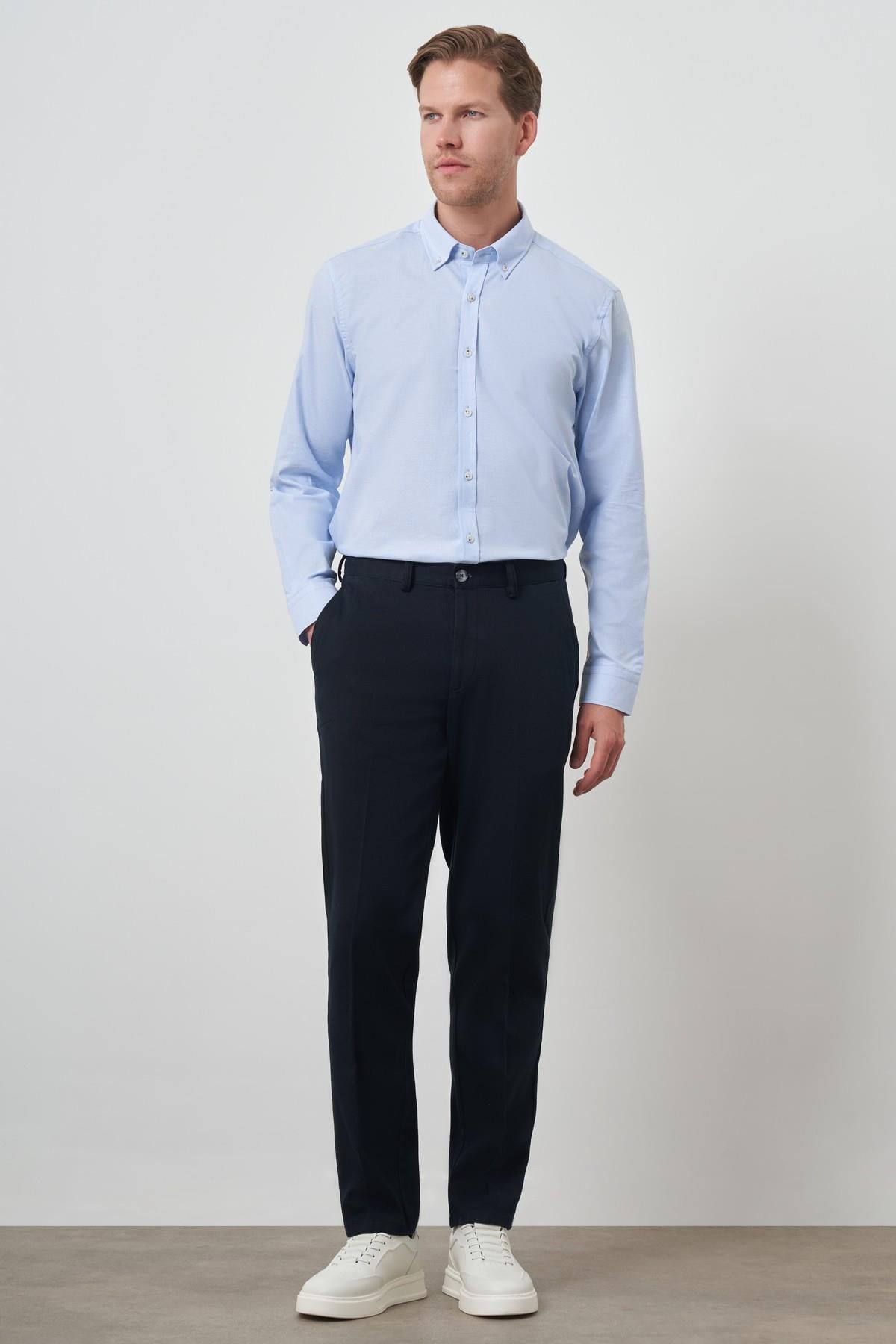 Morven Erkek Lacivert Pamuk Yan Cep Dynamic Fit Chino Pantolon