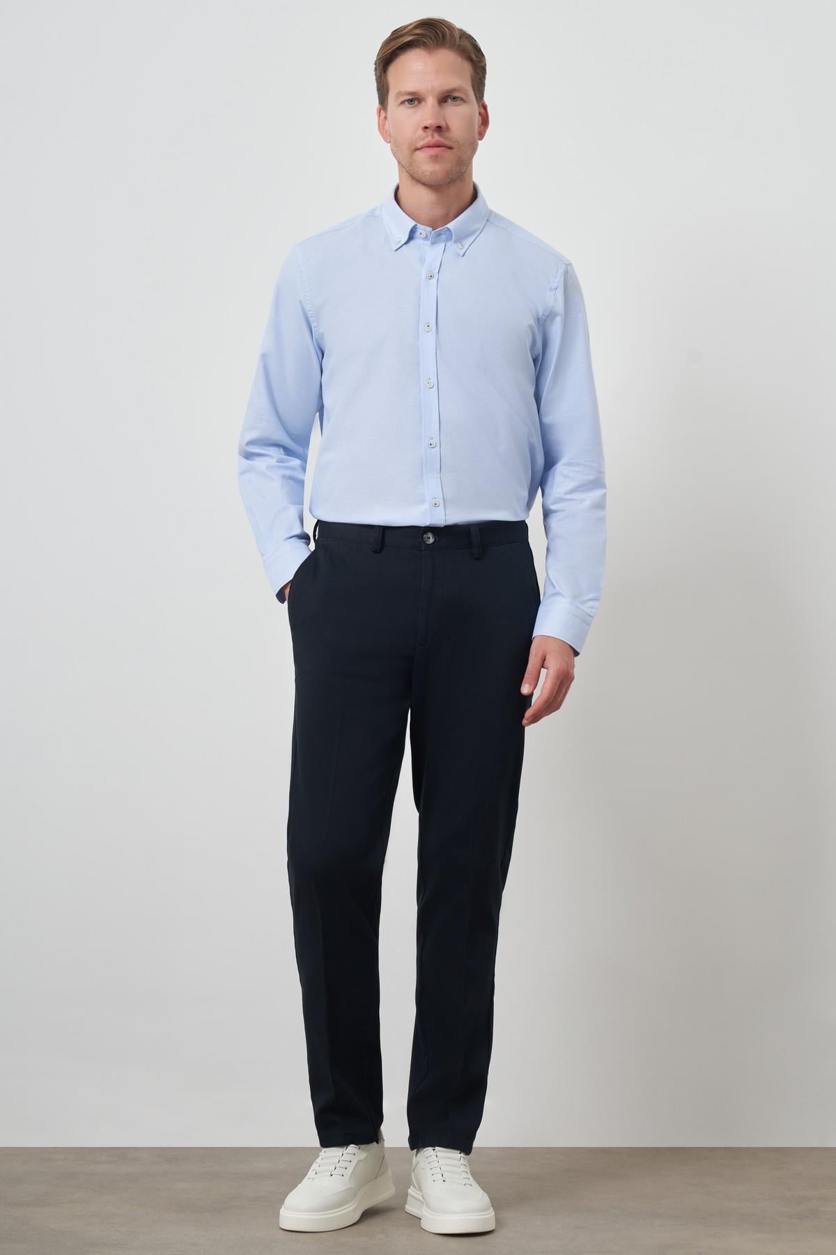 Morven Erkek Lacivert Pamuk Yan Cep Dynamic Fit Chino Pantolon