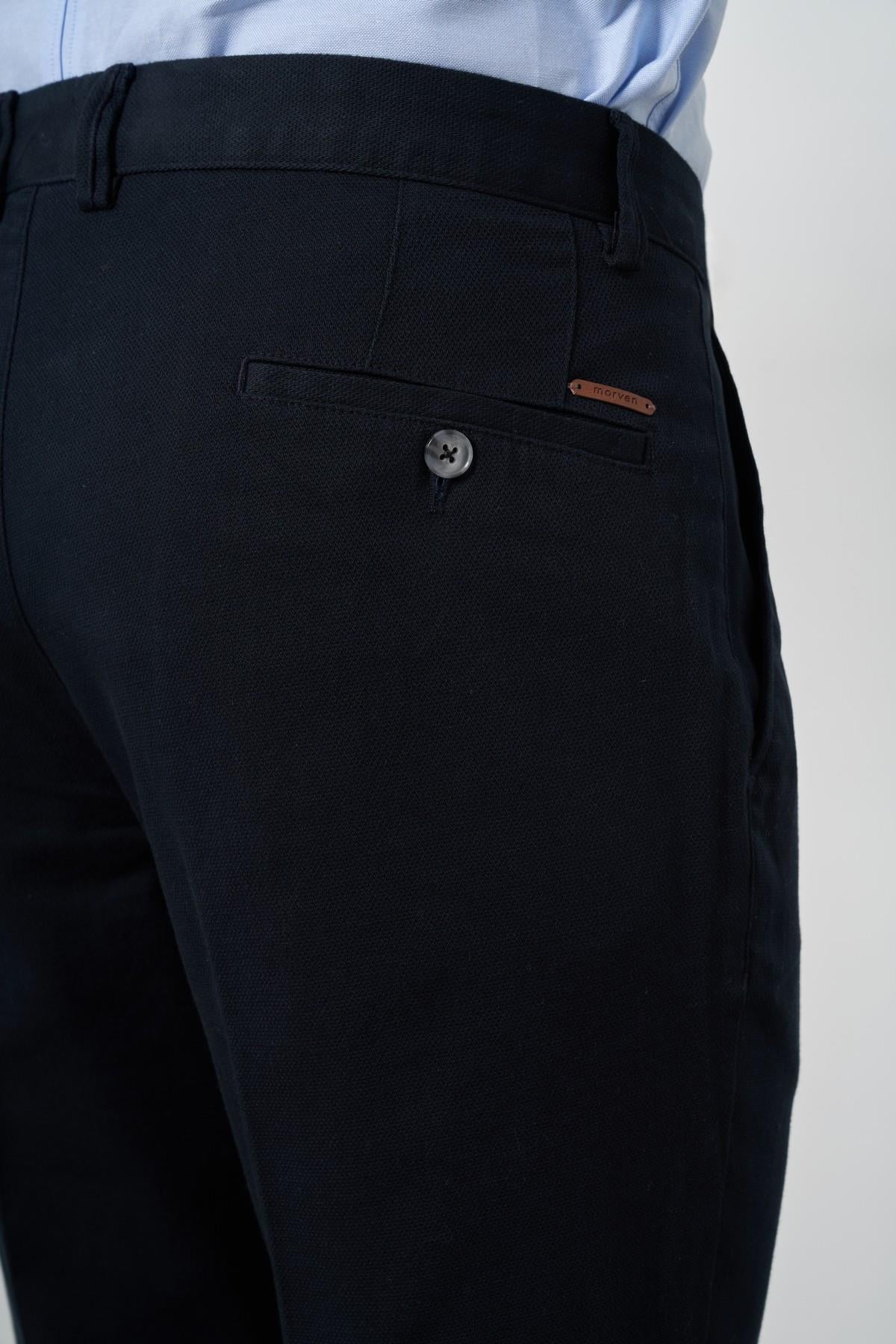Morven Erkek Lacivert Pamuk Yan Cep Dynamic Fit Chino Pantolon