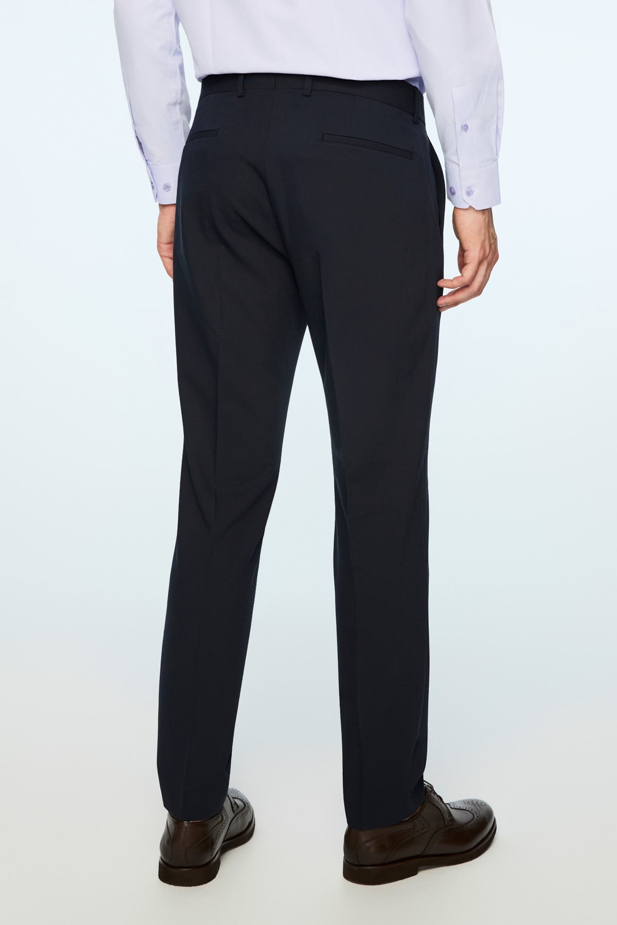 Morven Erkek Lacivert Poliviskon Basic Düz Slim Fit Pantolon