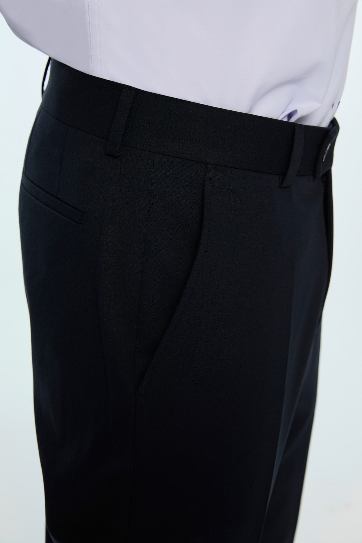 Morven Erkek Lacivert Poliviskon Basic Düz Slim Fit Pantolon