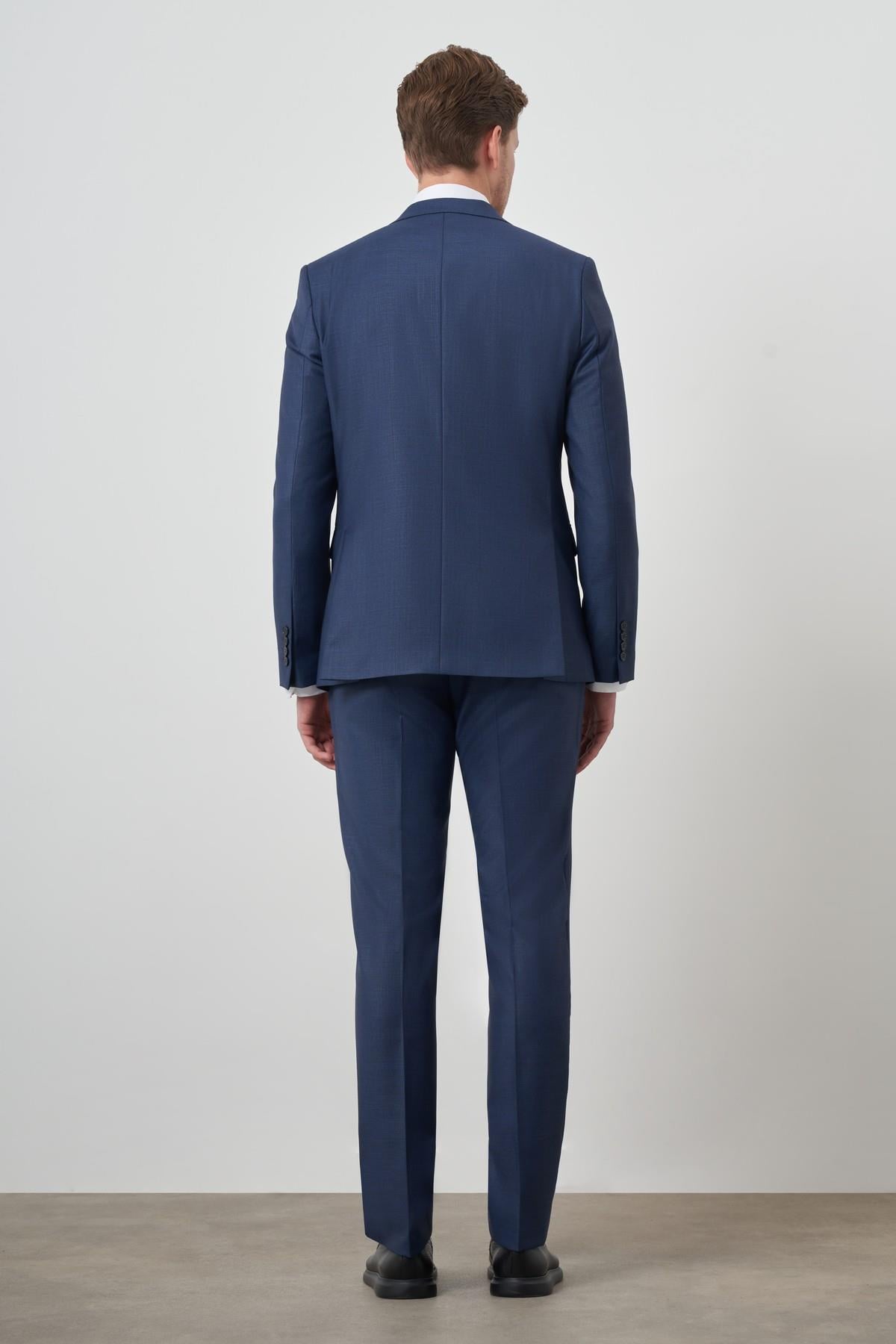 Morven Erkek Lacivert Poliviskon Slim Fit Mono Yaka Takım Elbise
