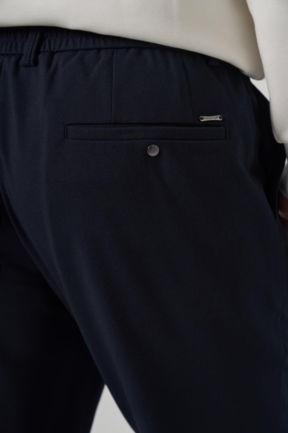 Morven Erkek Lacivert Poliviskon Trend İpli Jogger Slim Fit Spor Pantolon