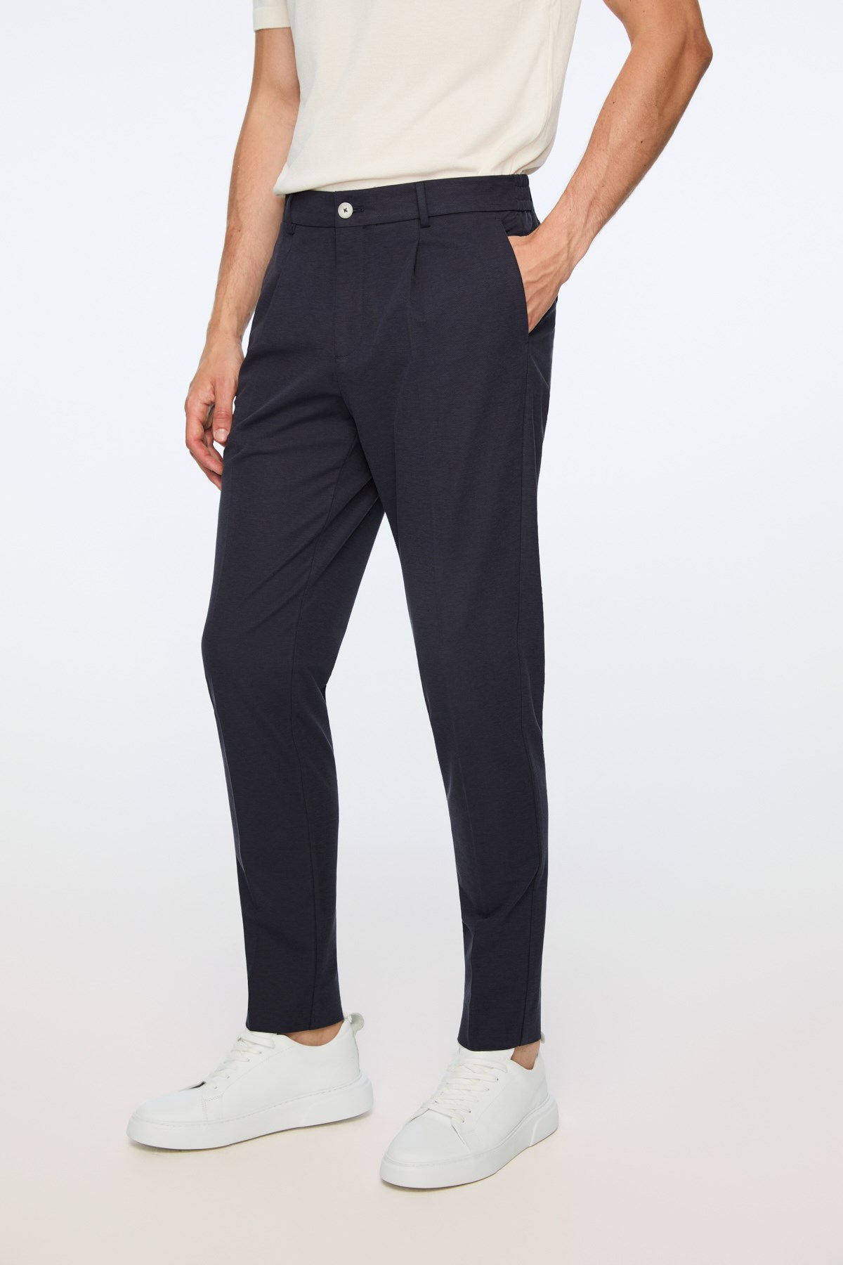 Morven Erkek Lacivert Poliviskon Trend Düz Slim Fit Pantolon